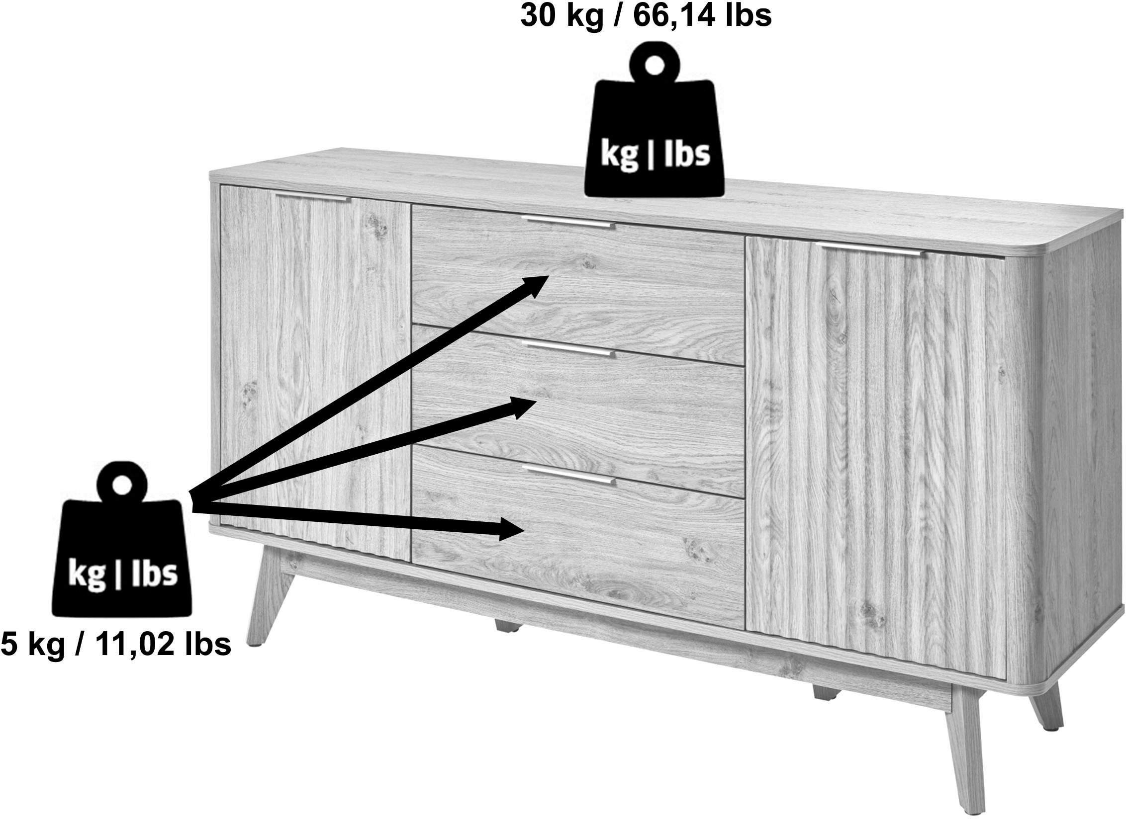 Jahnke Sideboard »WAVE SB 150«, (1 St.), Sideboard, Retro-Stil, Front in Wellendesign, Breite ca. 150 cm