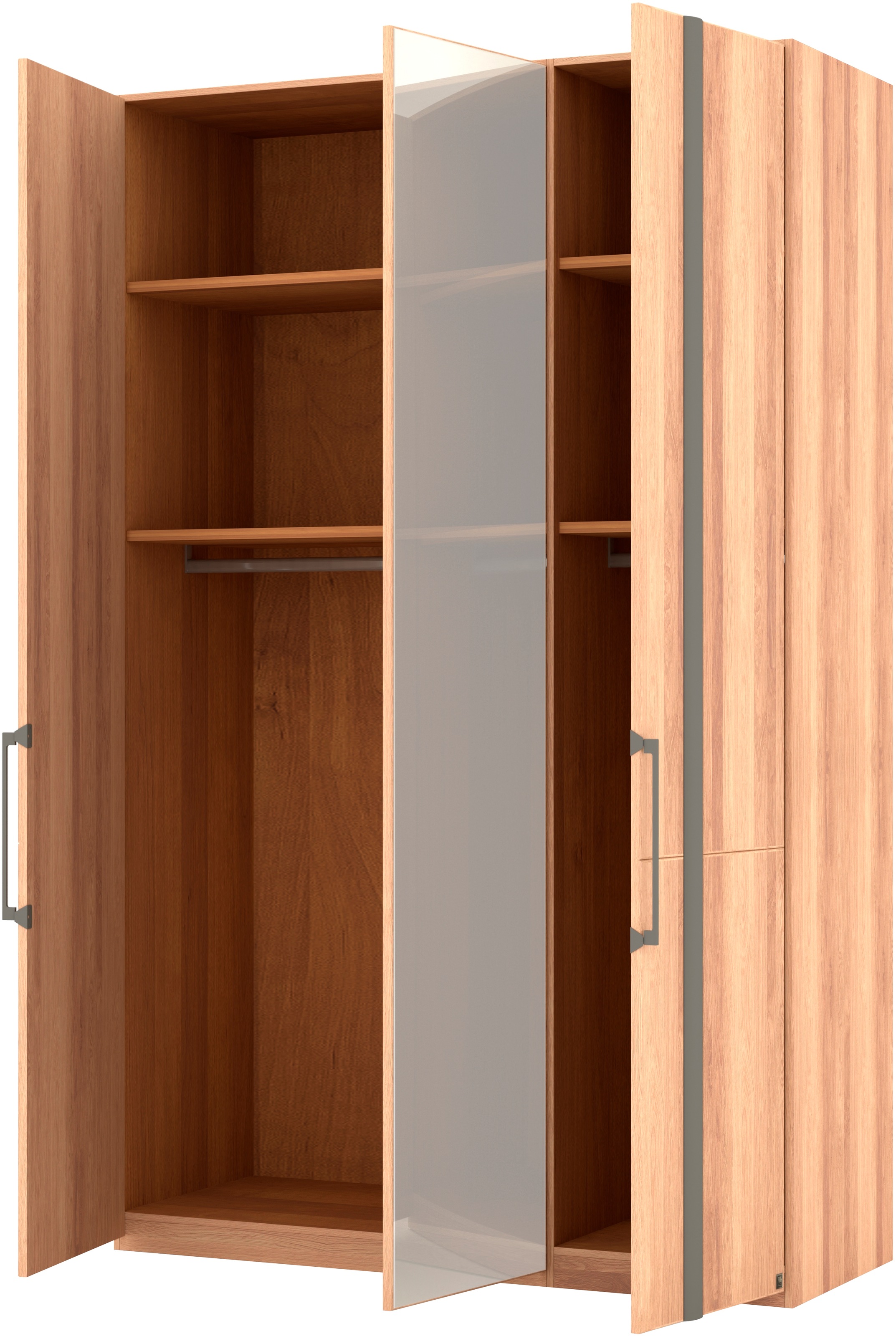 Musterring Drehtürenschrank »Sorrent, Kleiderschrank, Schrank, teilmassiv Eiche«, (mit Türdämpfern, in 5 Breiten & 2 Höhen, extra Böden, MADE IN GERMANY), Türen Eiche massiv oder als Parsol-Bronze-Spiegel, verschiedene Maße