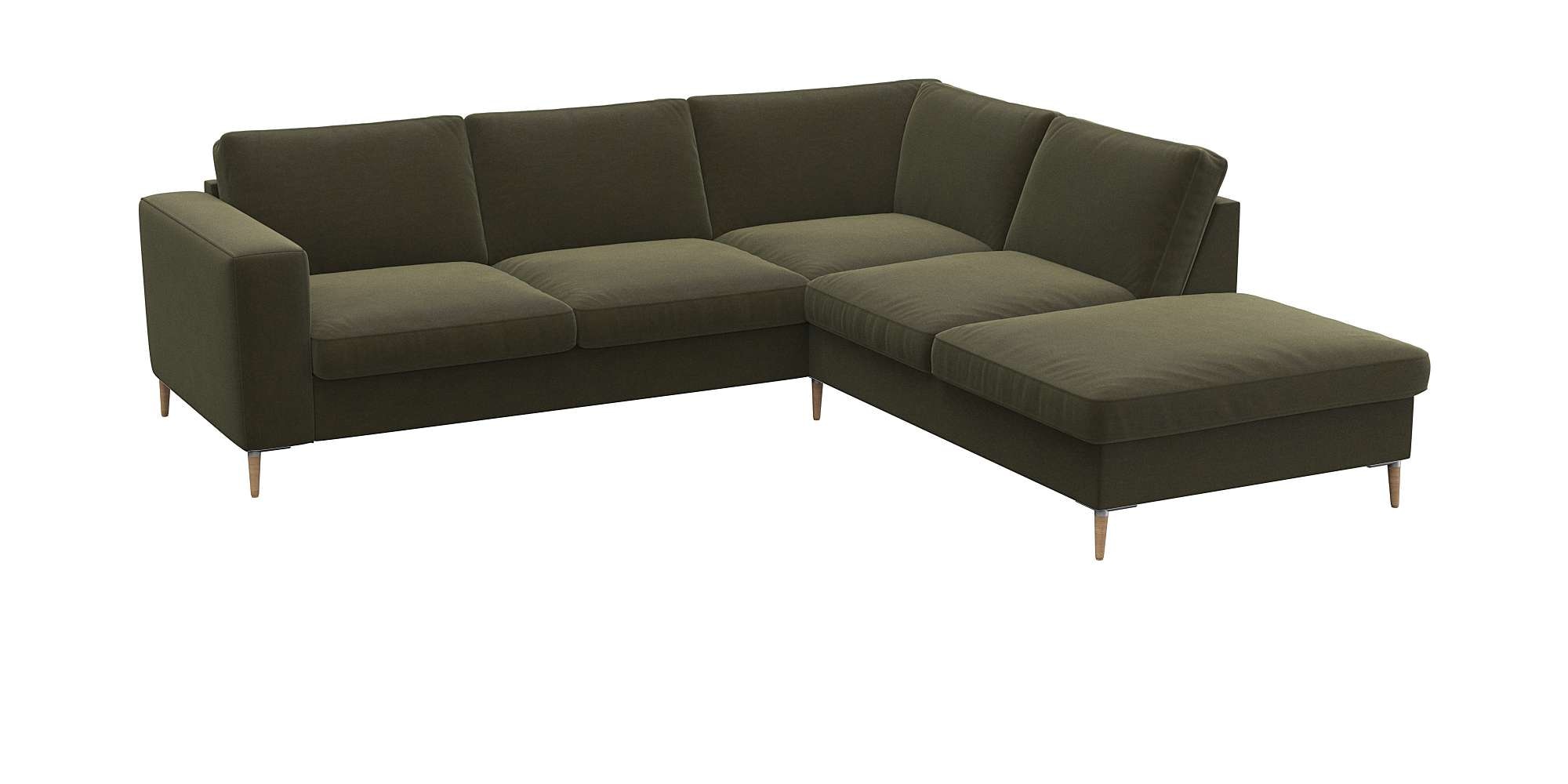 FLEXLUX Ecksofa »Fiore, L-Form«, breite Armlehnen, Füße Alu/Eiche, B/T 241/225 cm, Kaltschaum im Sitz