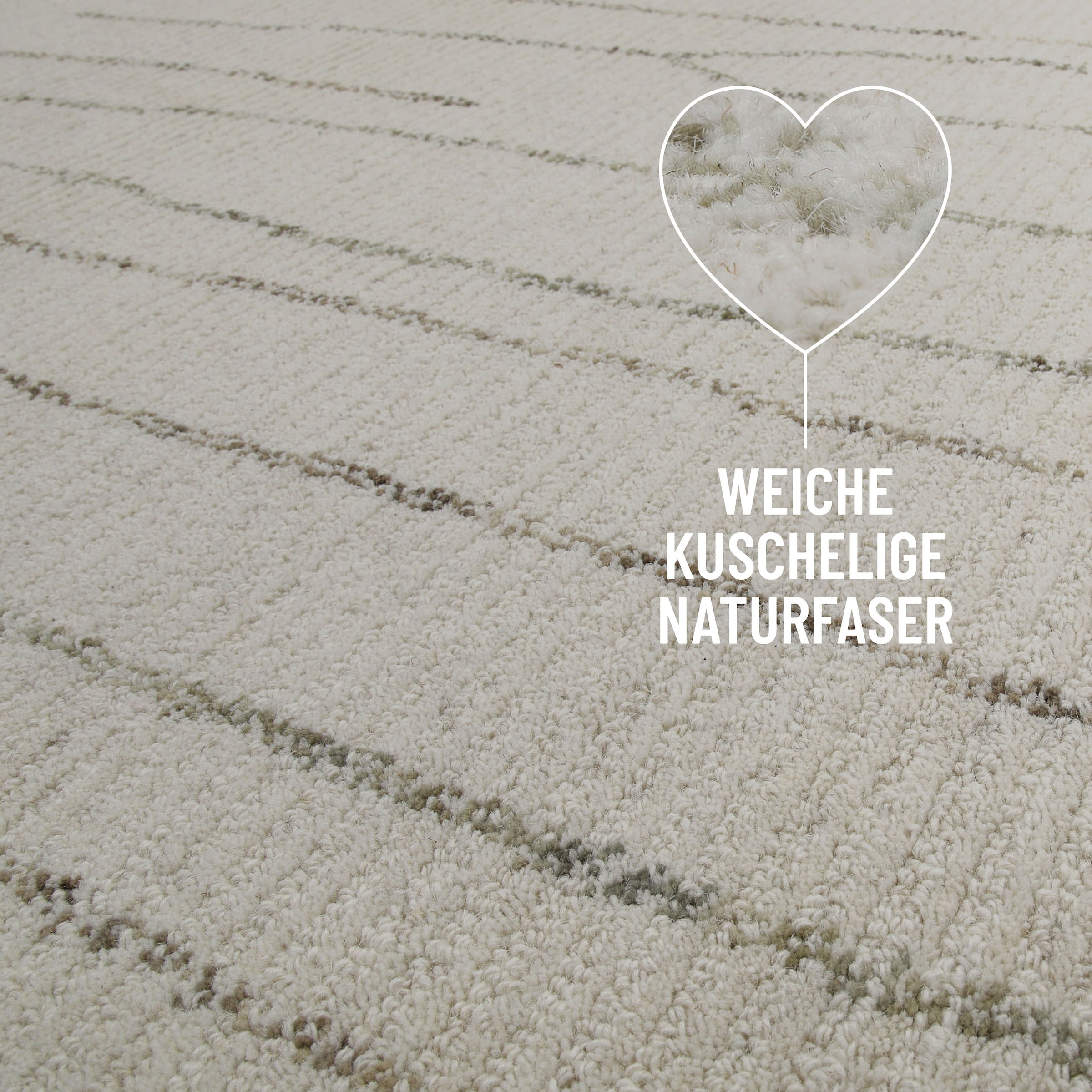 Wecon home Wollteppich »Hamptons THIRTYNINE«, rechteckig, 10 mm Höhe, Läufer, Schurwolle, Kurzflor, Wohnzimmer, Schlafzimmer, elegant, Linie