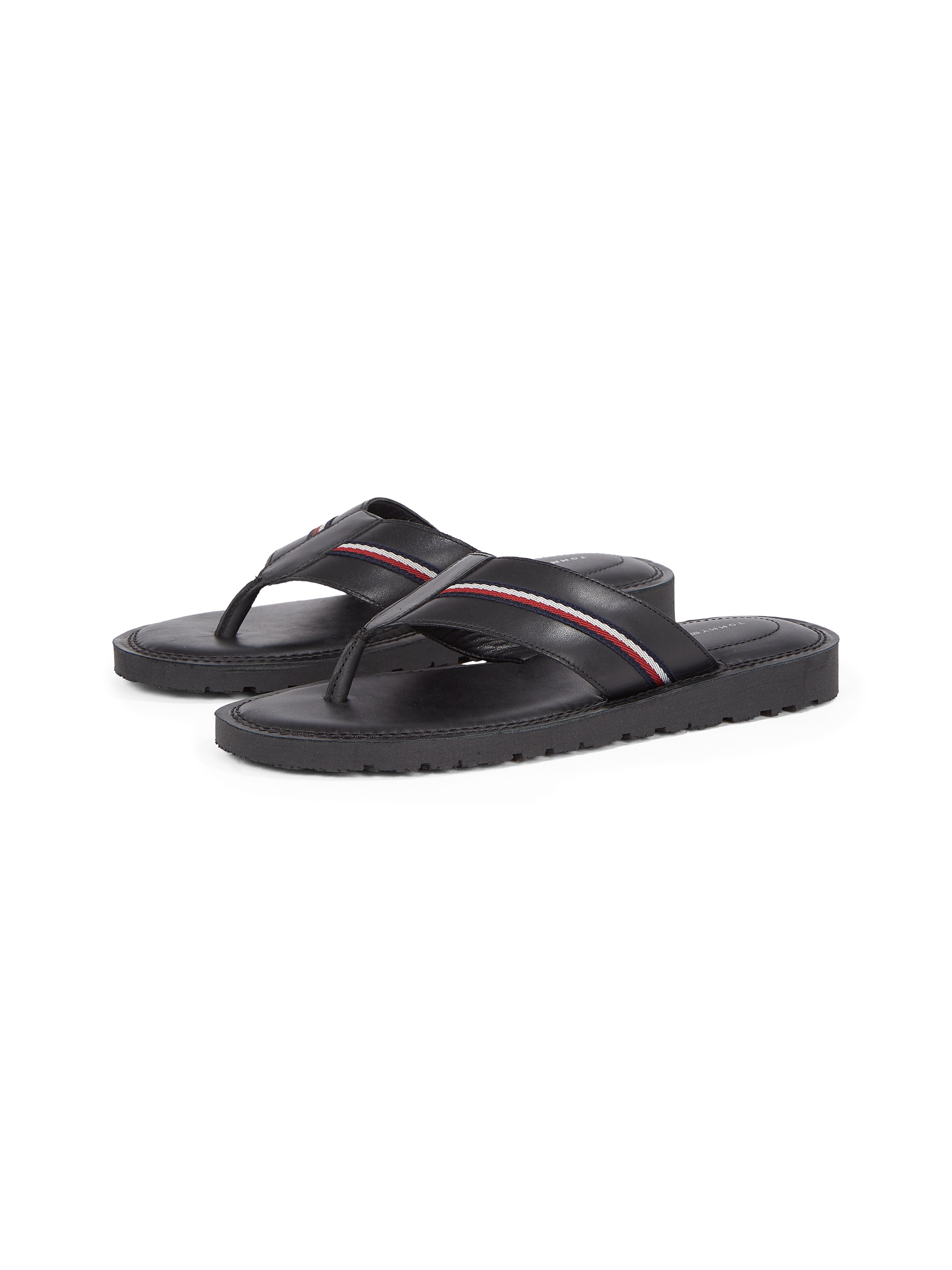 Tommy Hilfiger Zehentrenner »CORE HILFIGER TOE POST LH SANDAL«, Sommerschuh, Strandschuh, Dianette mit Streifen in Tommy-Farben