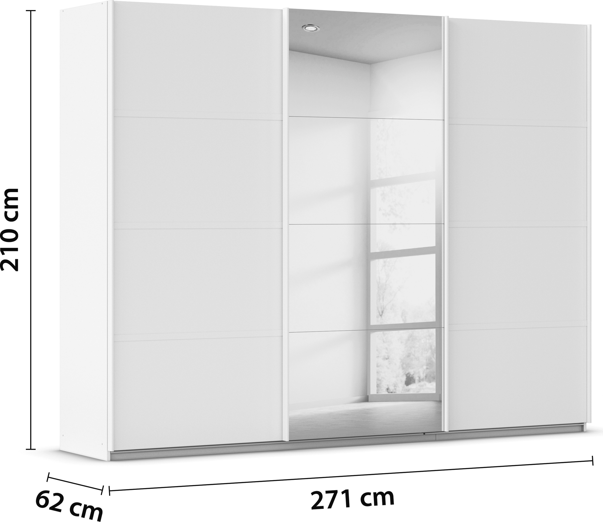 rauch Kleiderschrank »Schwebetürenschrank Garderobe Schrank TOP ANGEBOT Avola«, (in 3 verschiedenen Ausstattungen BASIC/CLASSIC/PREMIUM inkl. Spiegel), mit eleganten Zierleisten in Chrom, Schwarz oder Weiß MADE IN GERMANY
