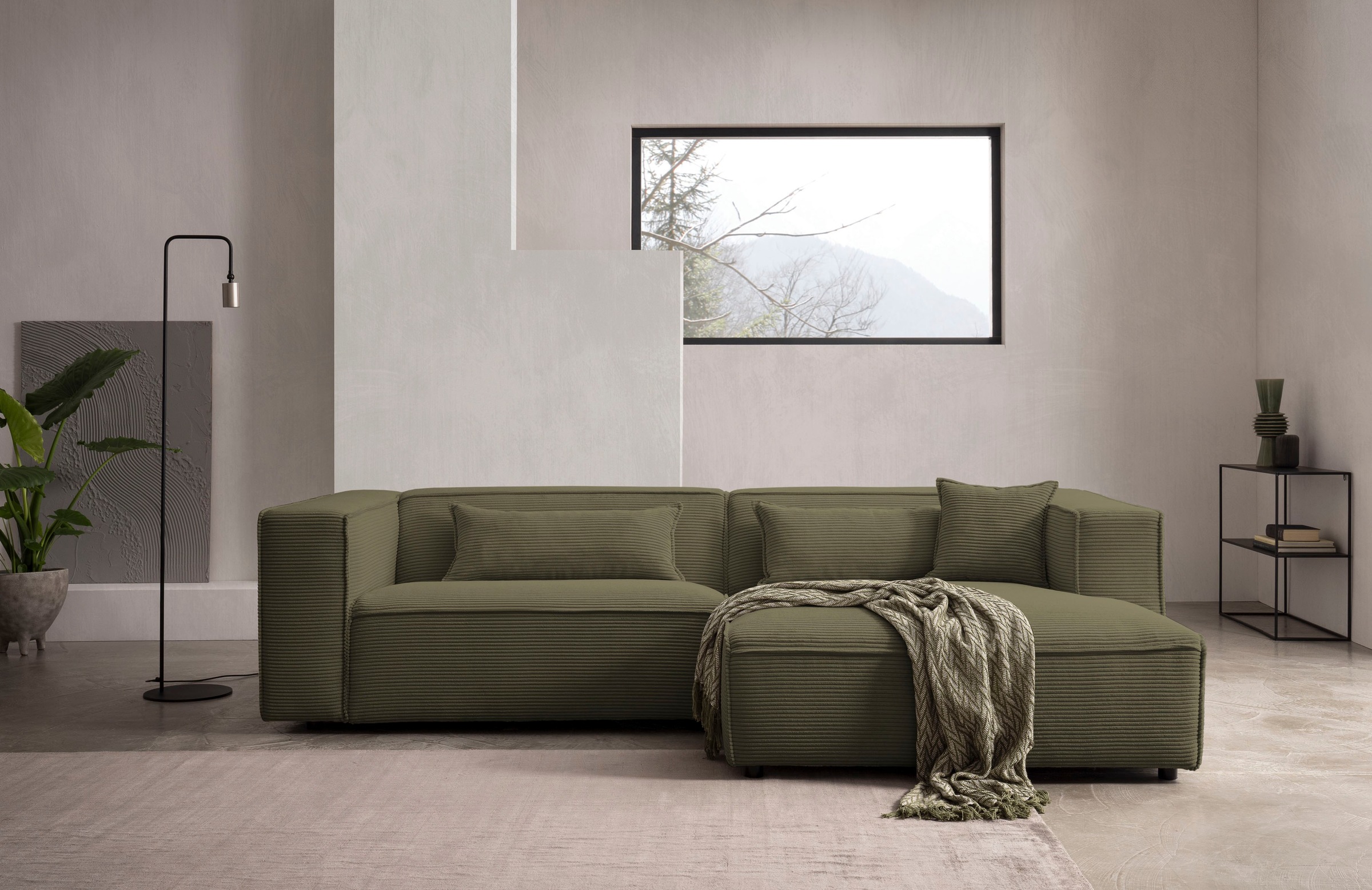 LeGer Home by Lena Gercke Ecksofa »PIARA mit Kedernaht, Cord, Leinenoptik o günstig online kaufen