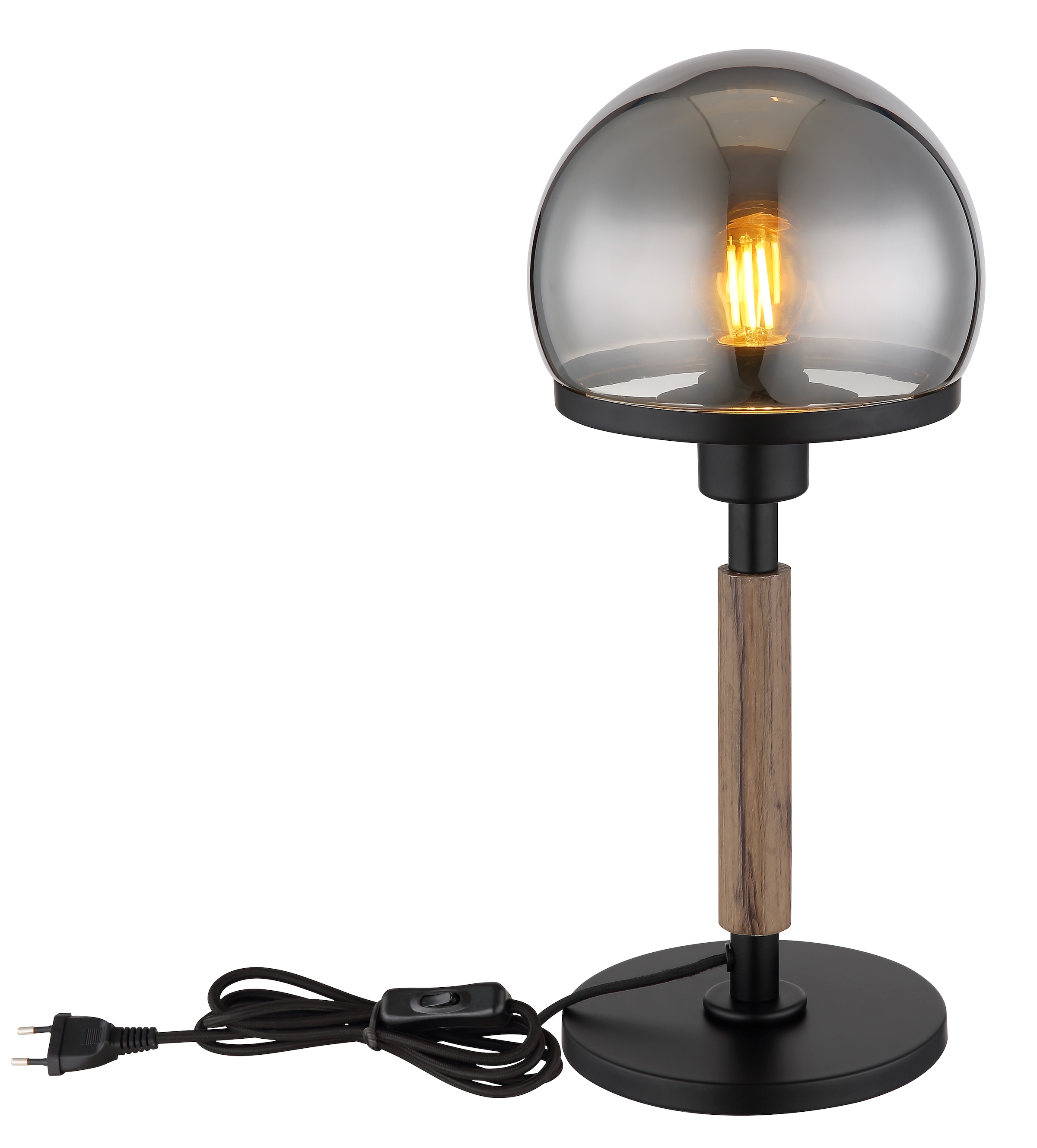 GLOBO LIGHTING Tischleuchte »HAKU«, Leuchtmittel E27 | ohne Leuchtmittel, Tischlampe/Schlafzimmer/Wohnzimmer/Glas rauchfarben
