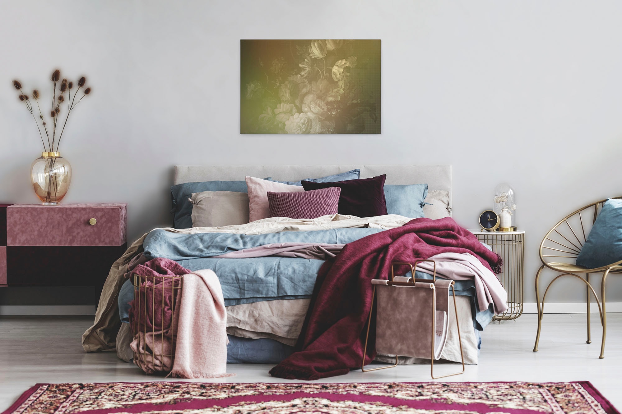 A.S. Création Leinwandbild »dutch pastel«, Kunst-Blumen-Kinder, (1 St.), Keilrahmen Bild Floral Rosen Leinwand-Bild Wohnzimmer modern Wandbild