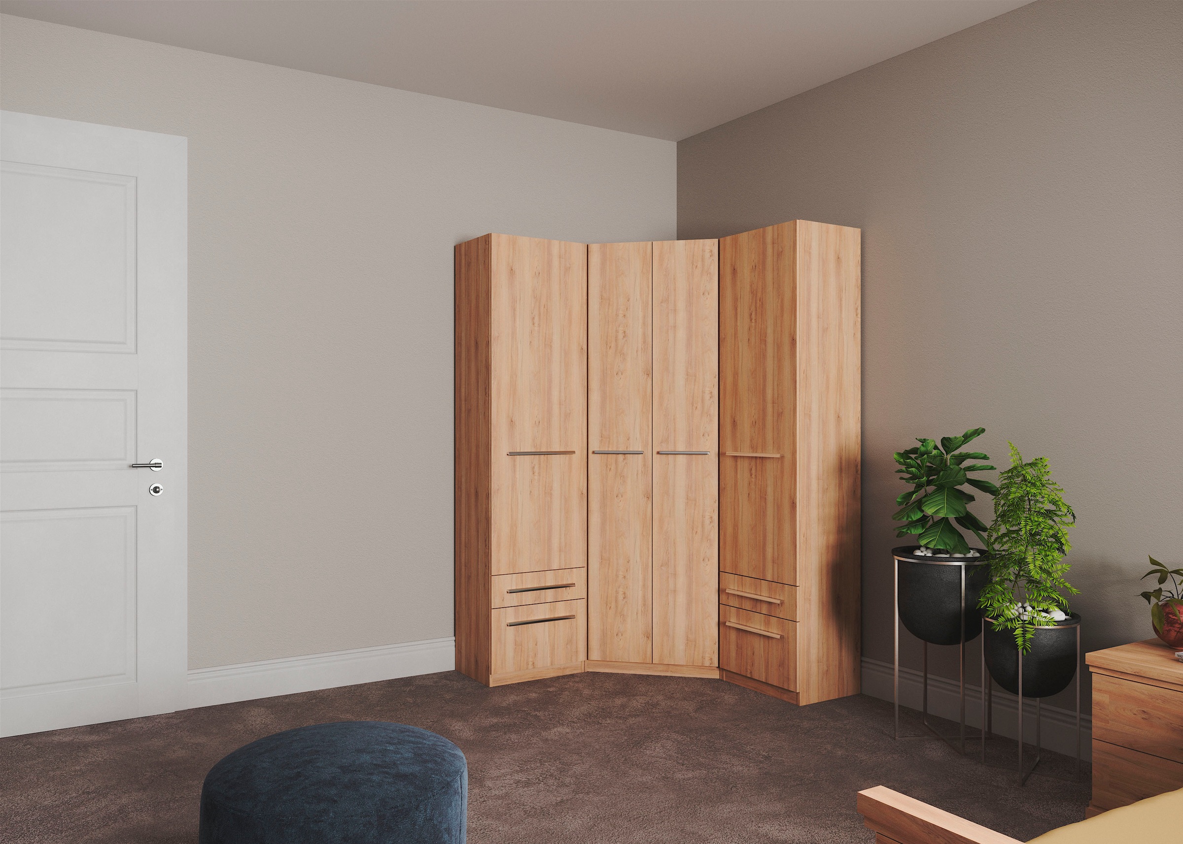priess Kleiderschrank »Schrank Garderobe Wäscheschrank Barcelona in 5 Breiten«, viel Stauraum, geräumige Schubkästen, mit Spiegel, MADE IN GERMANY