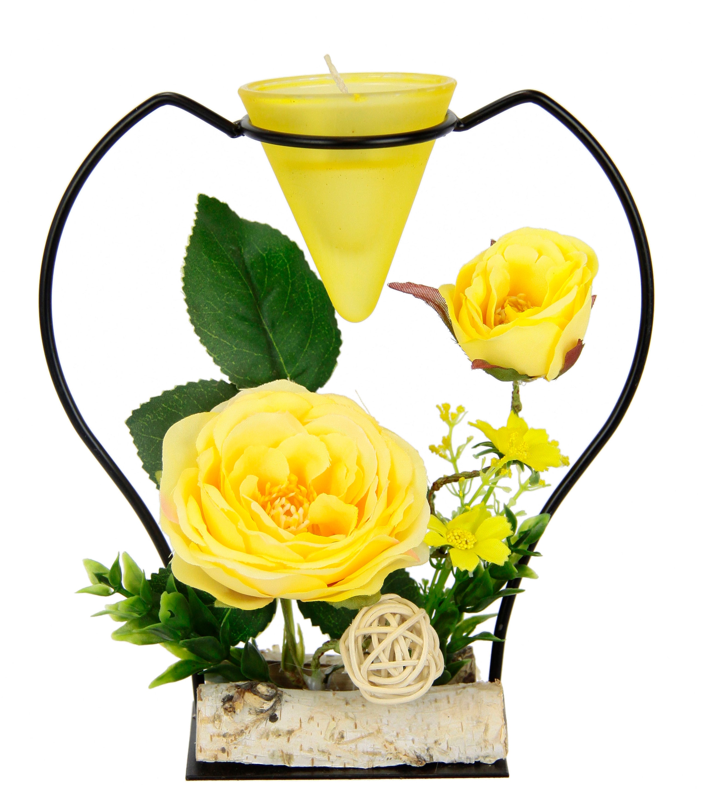 I.GE.A. Teelichthalter »Rose«, Metall Glaseinsatz Kerzenständer Advent kaufen auf 3D Teelichtkerze Rechnung Kunstblumen