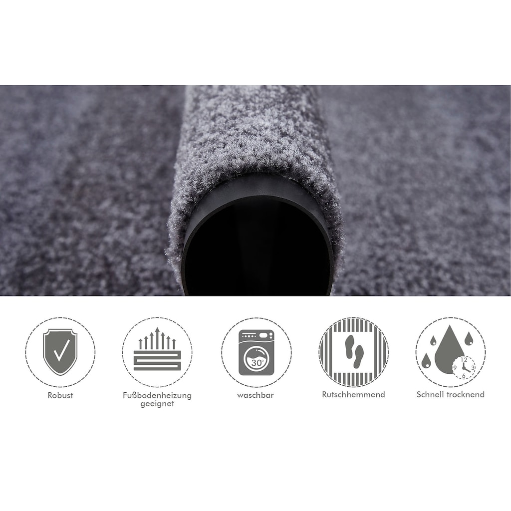 Andiamo Fußmatte »Super Wash & Clean«, rechteckig, 7 mm Höhe, Schmutzfangmatte, Uni Farben, ideal im Herbst & Winter, In- und Outdoor geeignet, rutschhemmend, waschbar