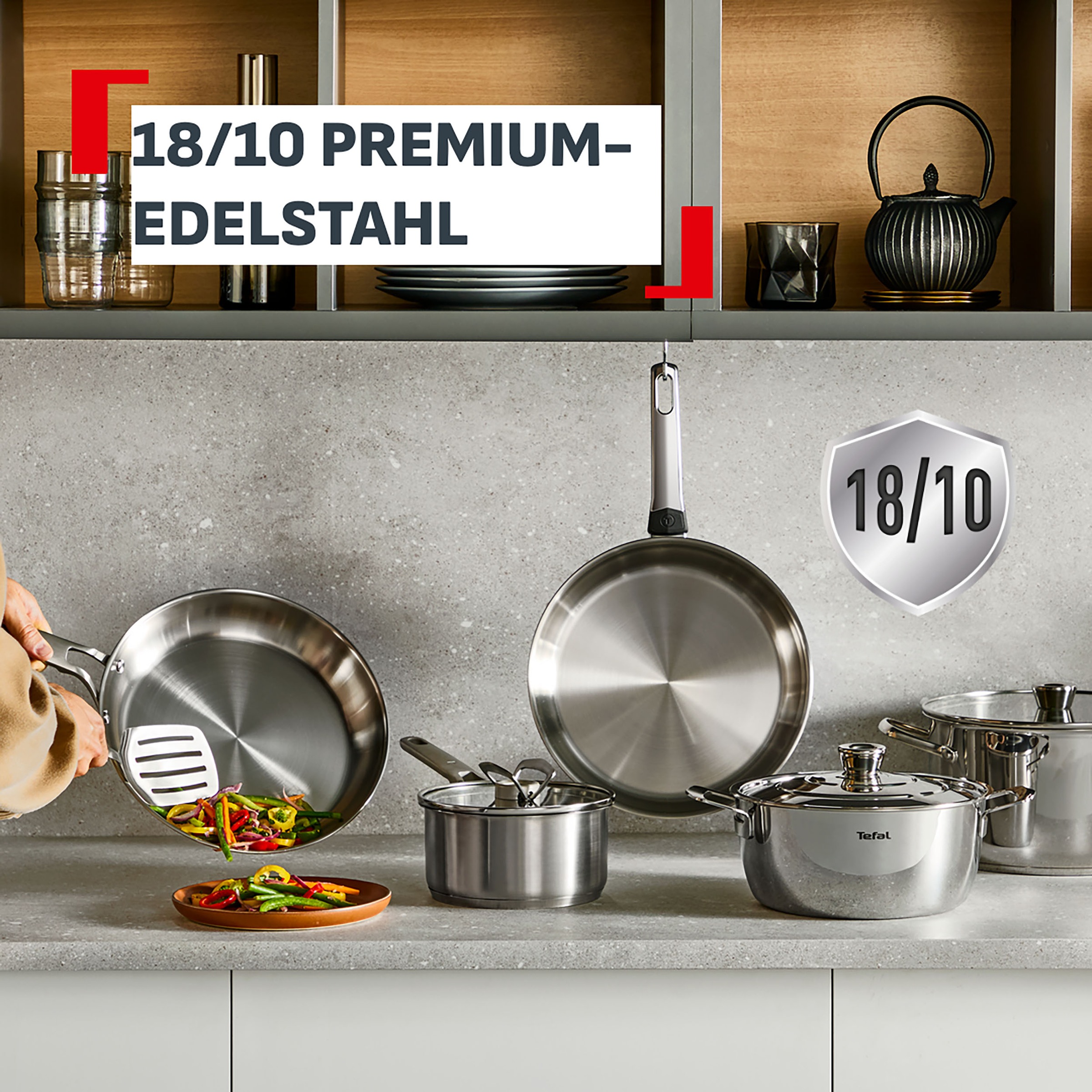 Tefal Bratpfanne »Emotion+« Edelstahl 1 tlg. Premium Edelstahl, Induktion, spülmaschinenfest, hochglanzpoliert
