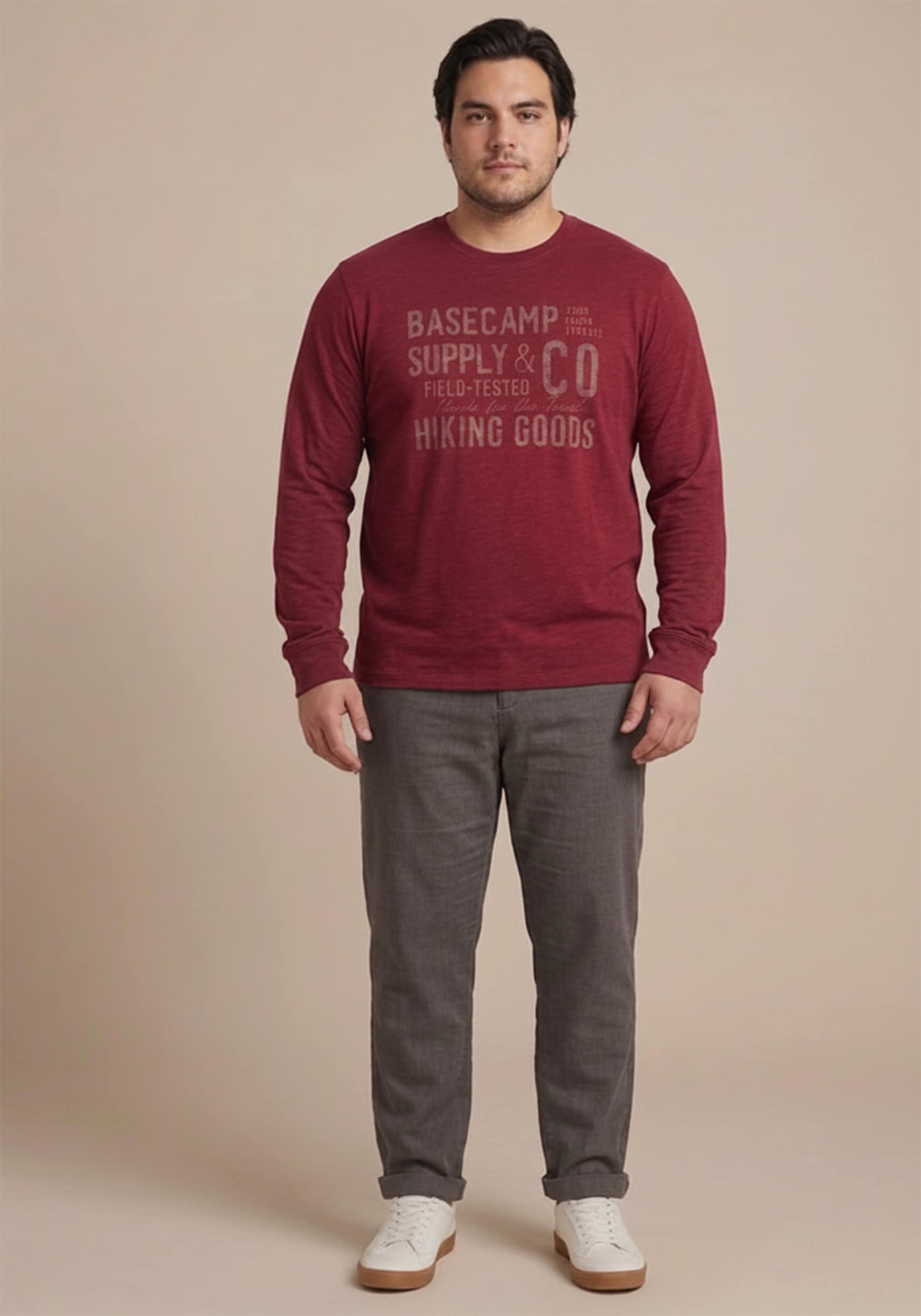 Man's World Plus Rundhalsshirt »auch in Grosse Größen bis Gr. 7XL« Regular Fit, Langarm, bedruckte Optik, für Casualmode