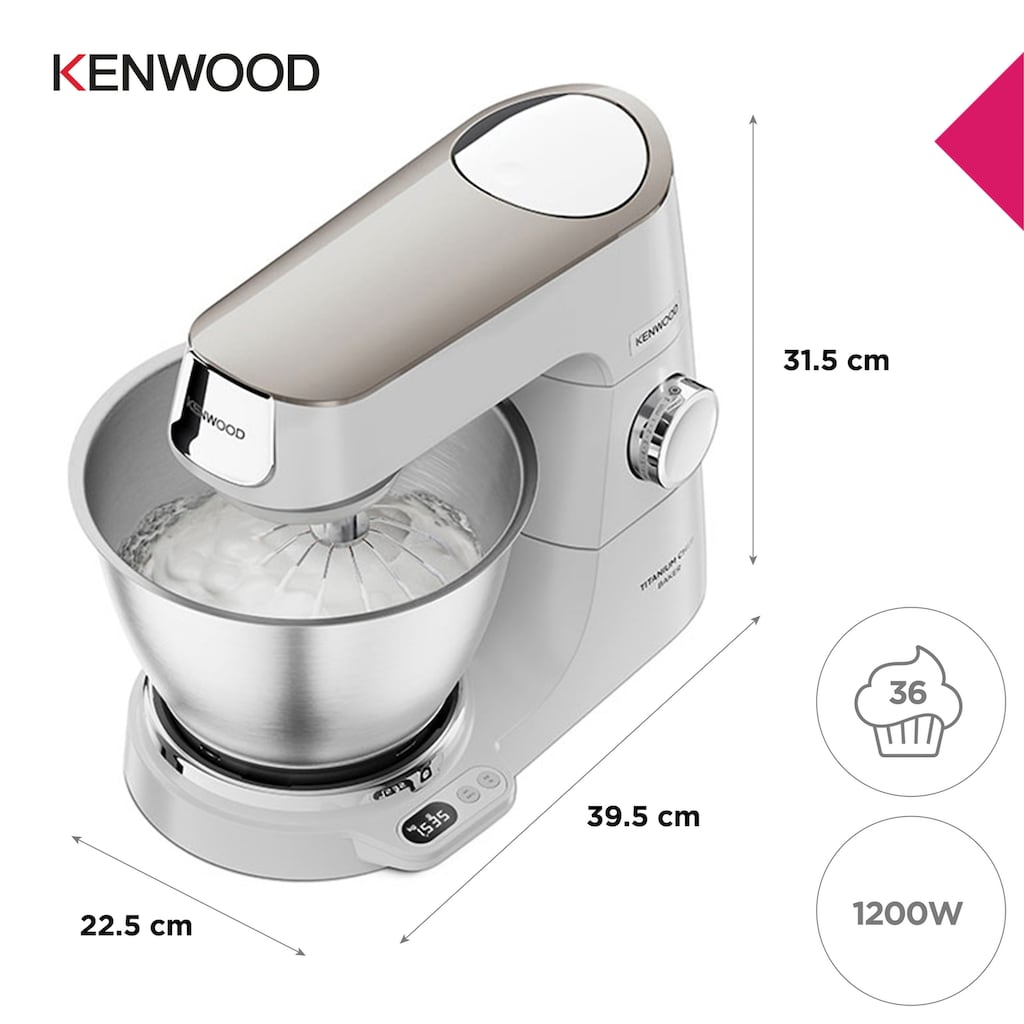 KENWOOD Küchenmaschine »Titanium Chef Baker KVC65.001WH«, weiß