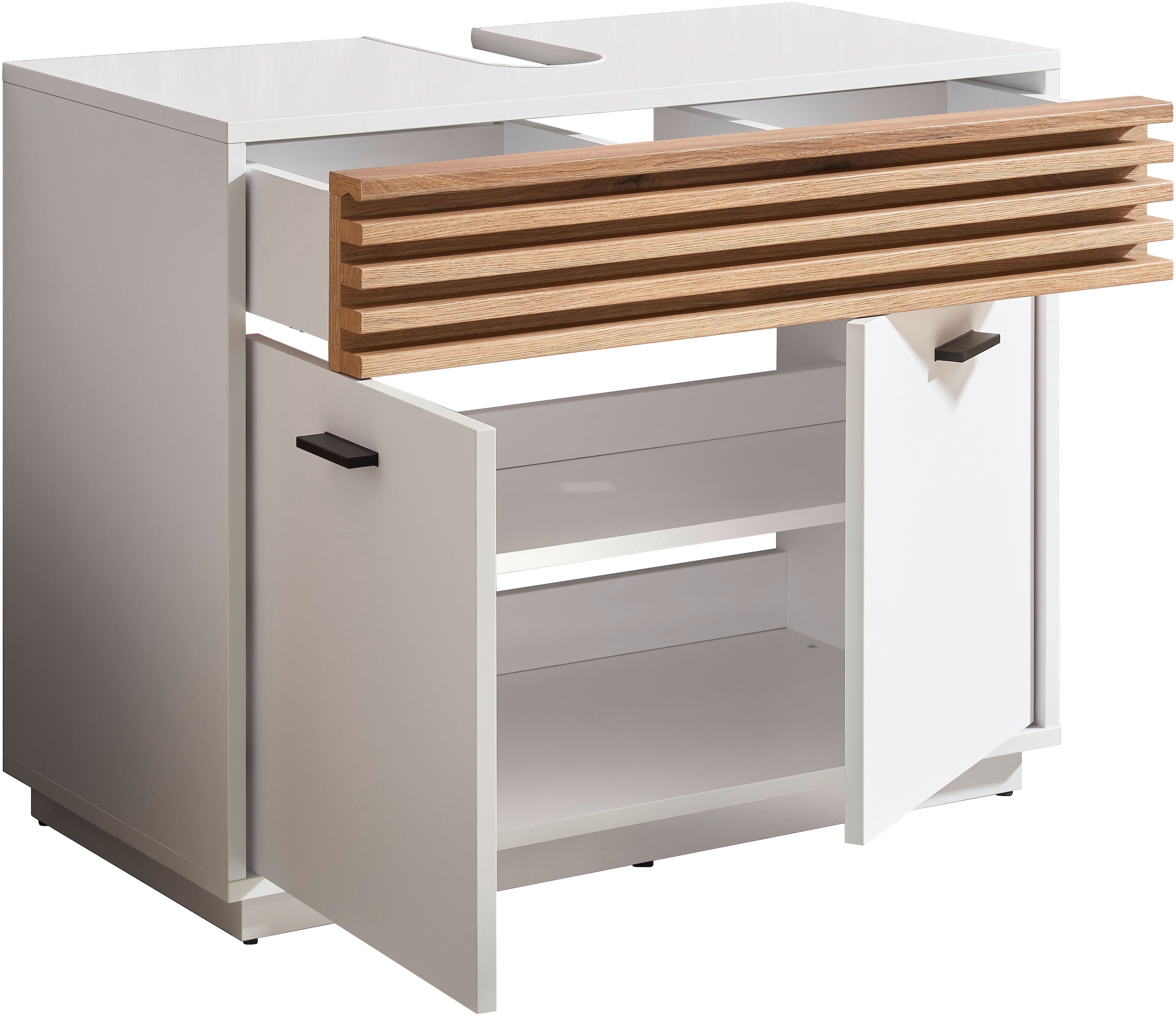 BASIC by Balculina Waschbeckenunterschrank »Liguria B/H/T 80x64x40 cm« 1 Stk. tlg. Breite 80cm, Unterflurauszug, FSC-Mix 70%