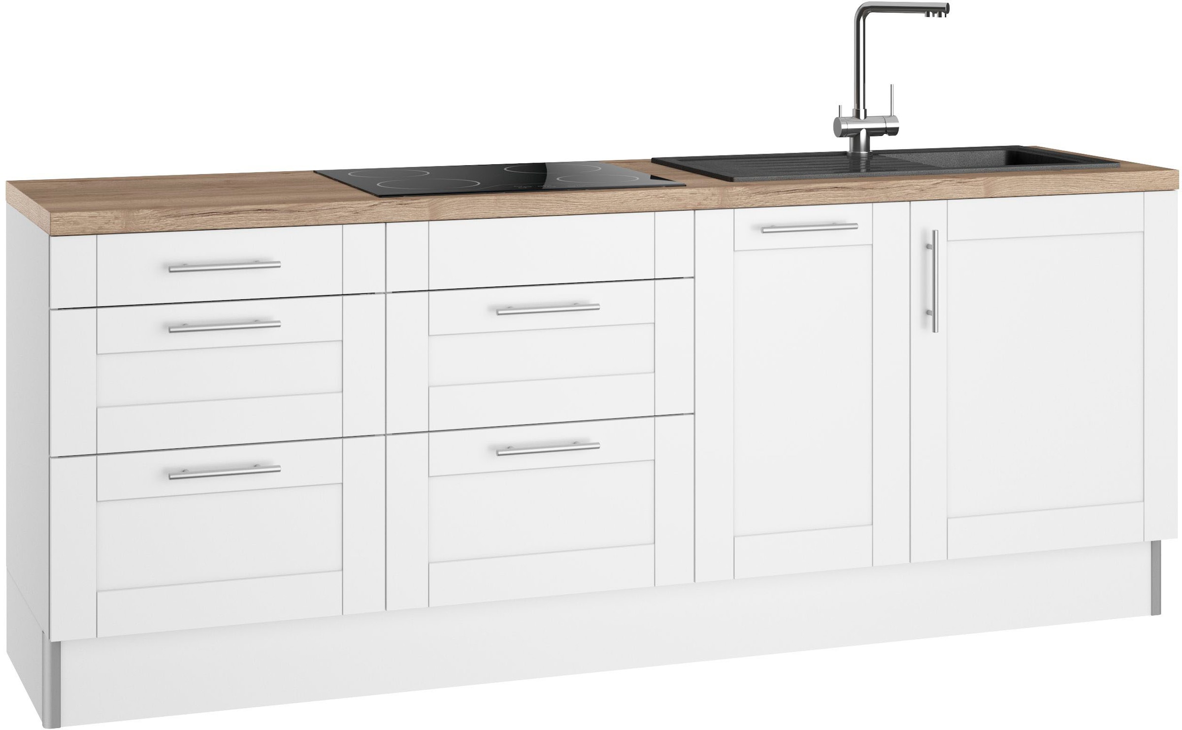 OPTIFIT Küche »Ahus«, Breite 225 cm, wahlw. Mit E-Geräten, Soft Close Funktion, MDF Fronten