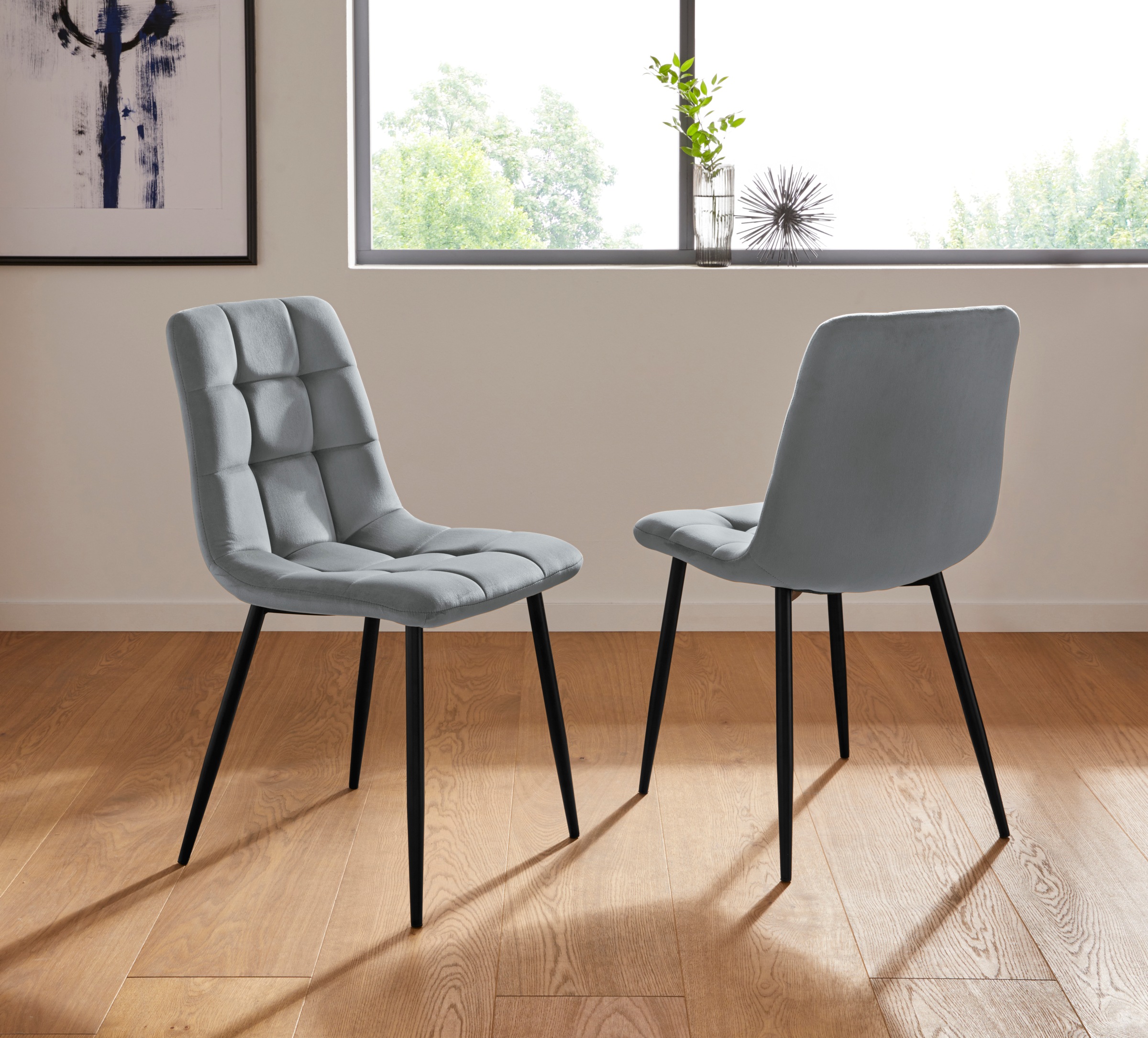 Homexperts Esszimmerstuhl »Kelly«, 2er-Set, Bezug in Samtstoff günstig online kaufen