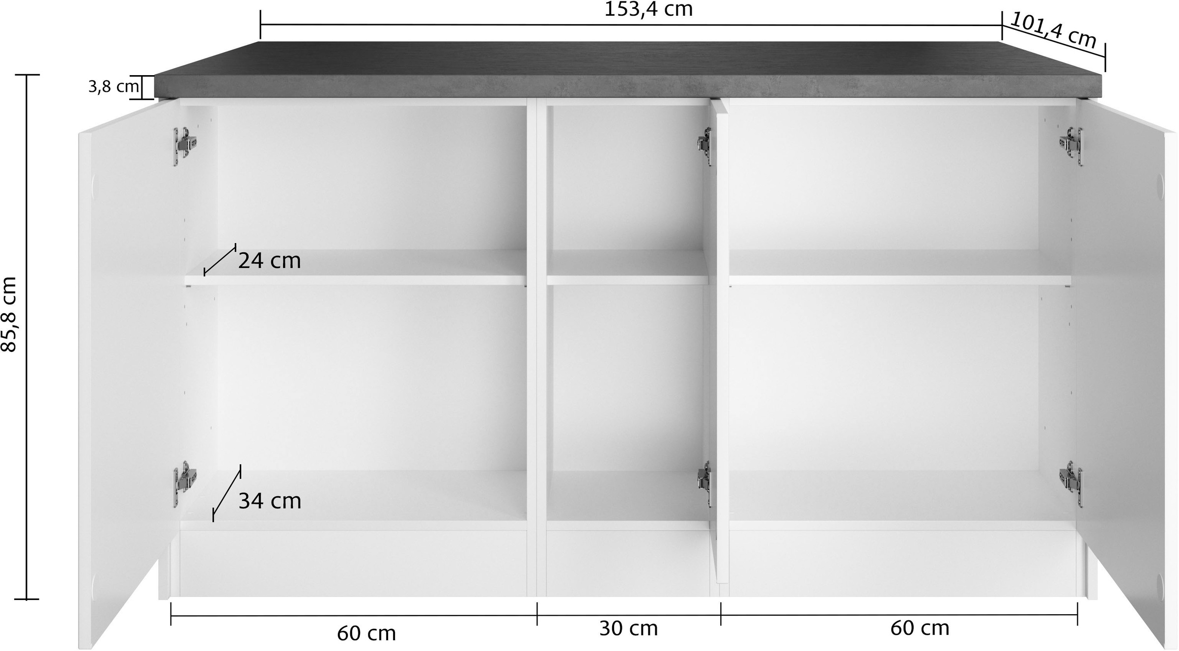 KOCHSTATION Kücheninsel »KS-Luhe, Breite 153 cm, mit Flaschenregal«, MDF-Fronten, Arbeitsplatte 38mm stark