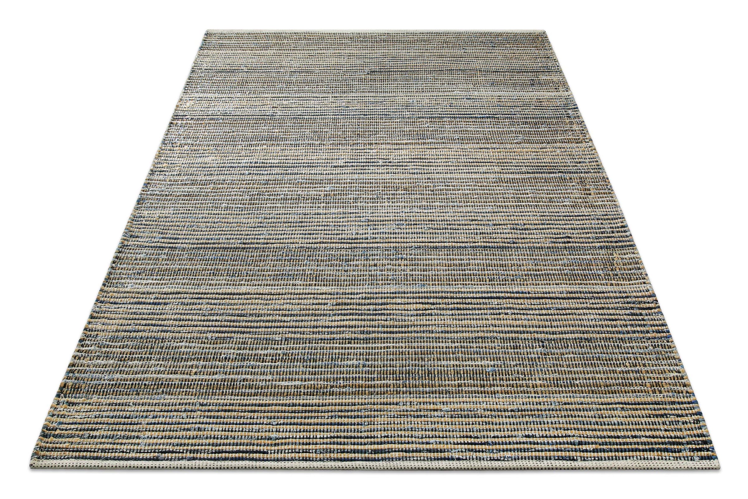 Wecon home Teppich »Denim Feels«, rechteckig, 6 mm Höhe, handgewebt, robust, pflegeleicht, skandi, Natur, Jute, Wohnzimmer