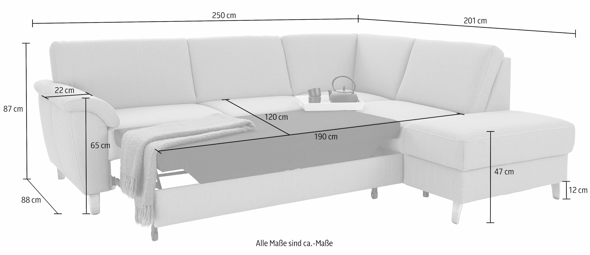 sit&more Ecksofa »Texel L-Form«, mit Federkern, wahlweise mit Bettfunktion und Bettkasten
