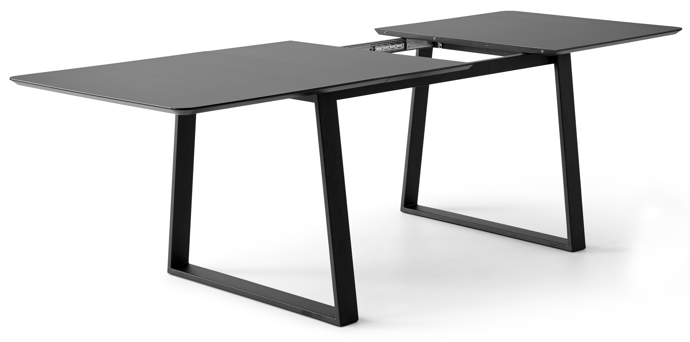 Hammel Furniture Esstisch »Meza Designtisch mit Auszugsfunktion und 2 Einlegeplatten«, abgerundete Tischplatte MDF, Trapez Metallgestell