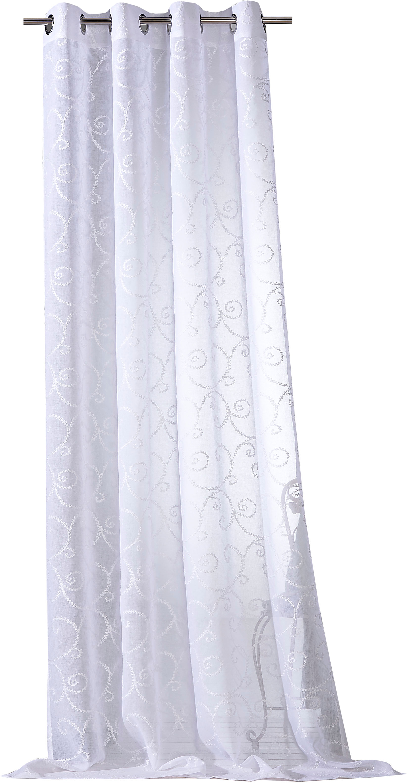 Weckbrodt Vorhang »Romance«, (1 St.), echte Stickerei, halbtransparent, Muster Raute, Gardine, Store