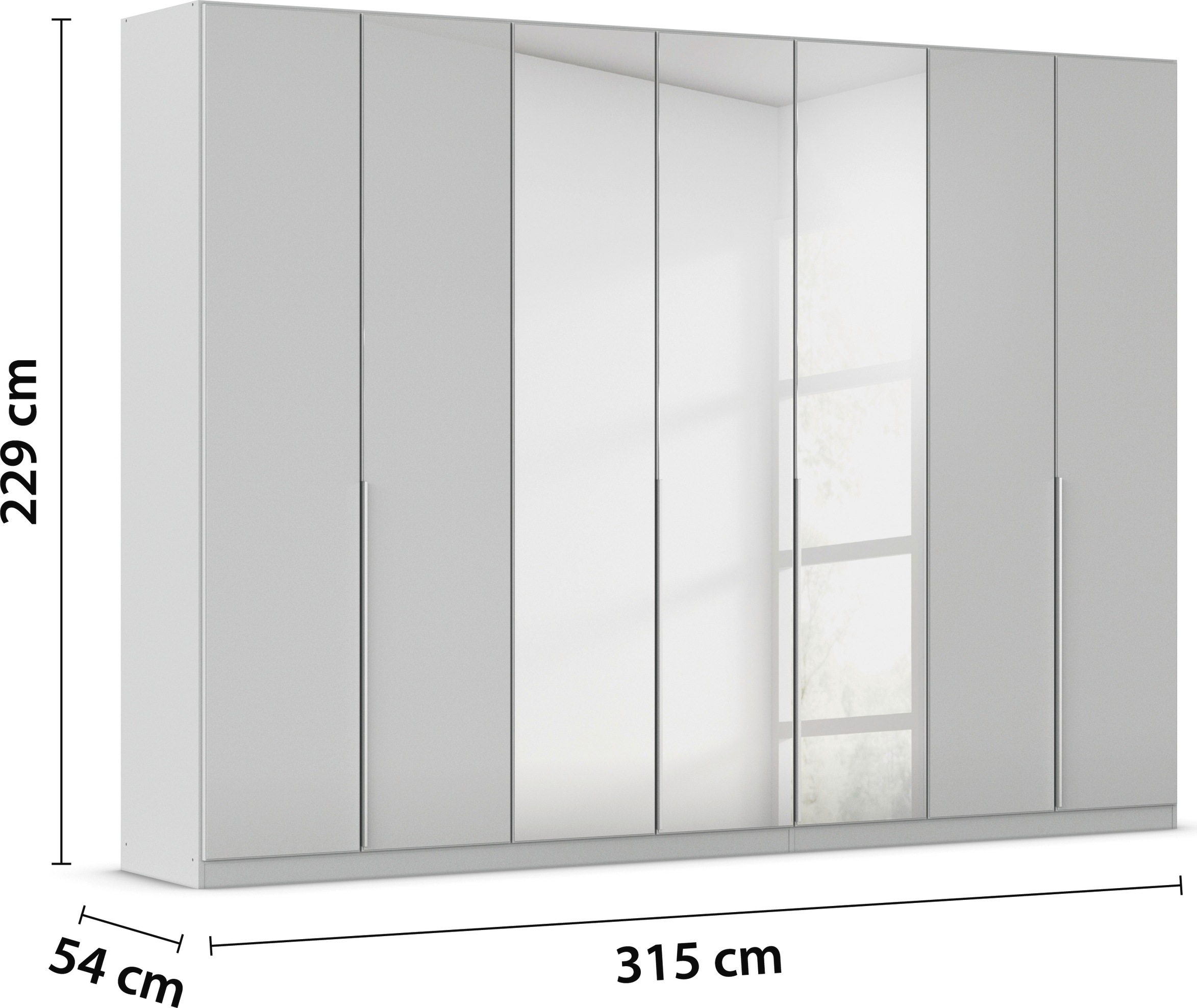 rauch Drehtürenschrank »Kleiderschrank Kleiderschränke Schrank Garderobe AGORDO mit Glasfront«, (in zwei Griff-Farben), durchdachte Innenausstattung, in 6 Breiten und 2 Höhen MADE IN GERMANY