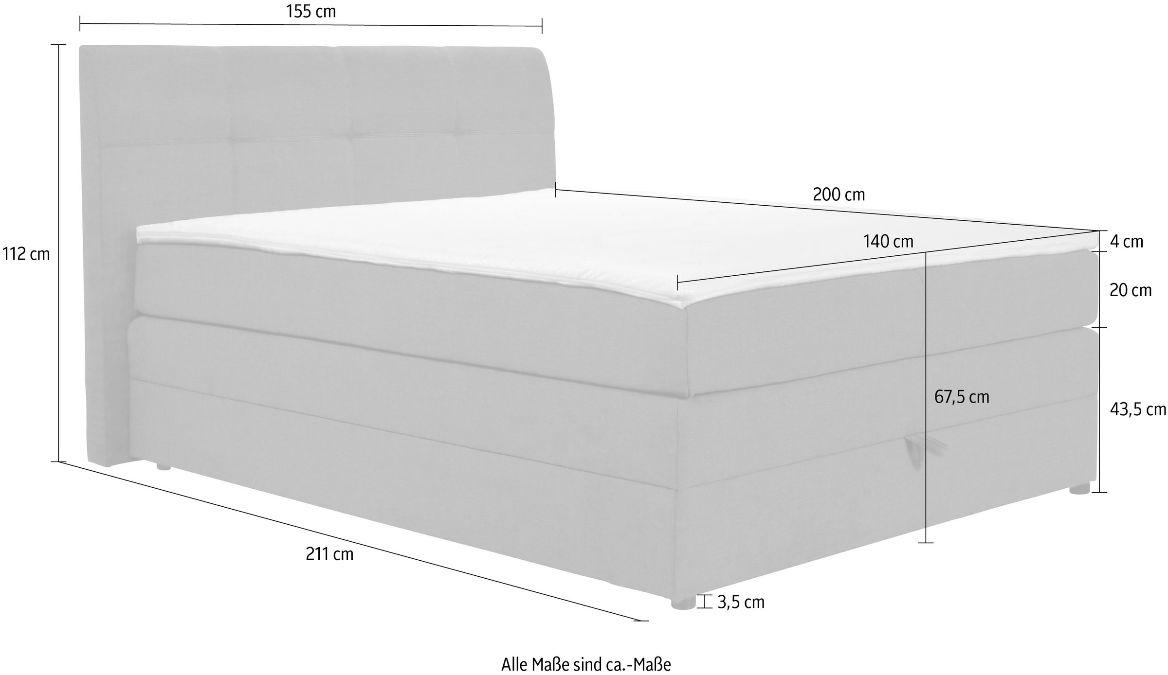 5. Bild von Home affaire Boxspringbett »Finja«, (4 St.), besonders komfortable Liegehöhe, mit praktischem Bettkasten