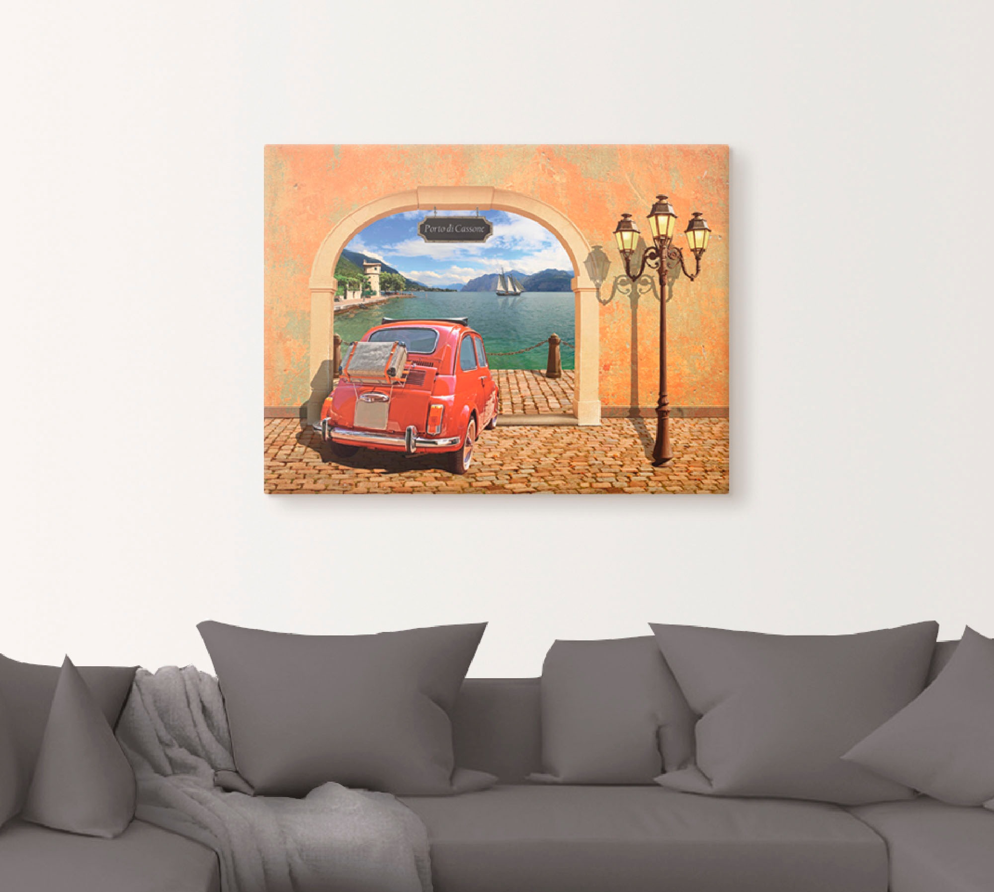 Artland Wandbild »Kleiner italienischer Hafen«, Auto, (1 St.), als Leinwand günstig online kaufen