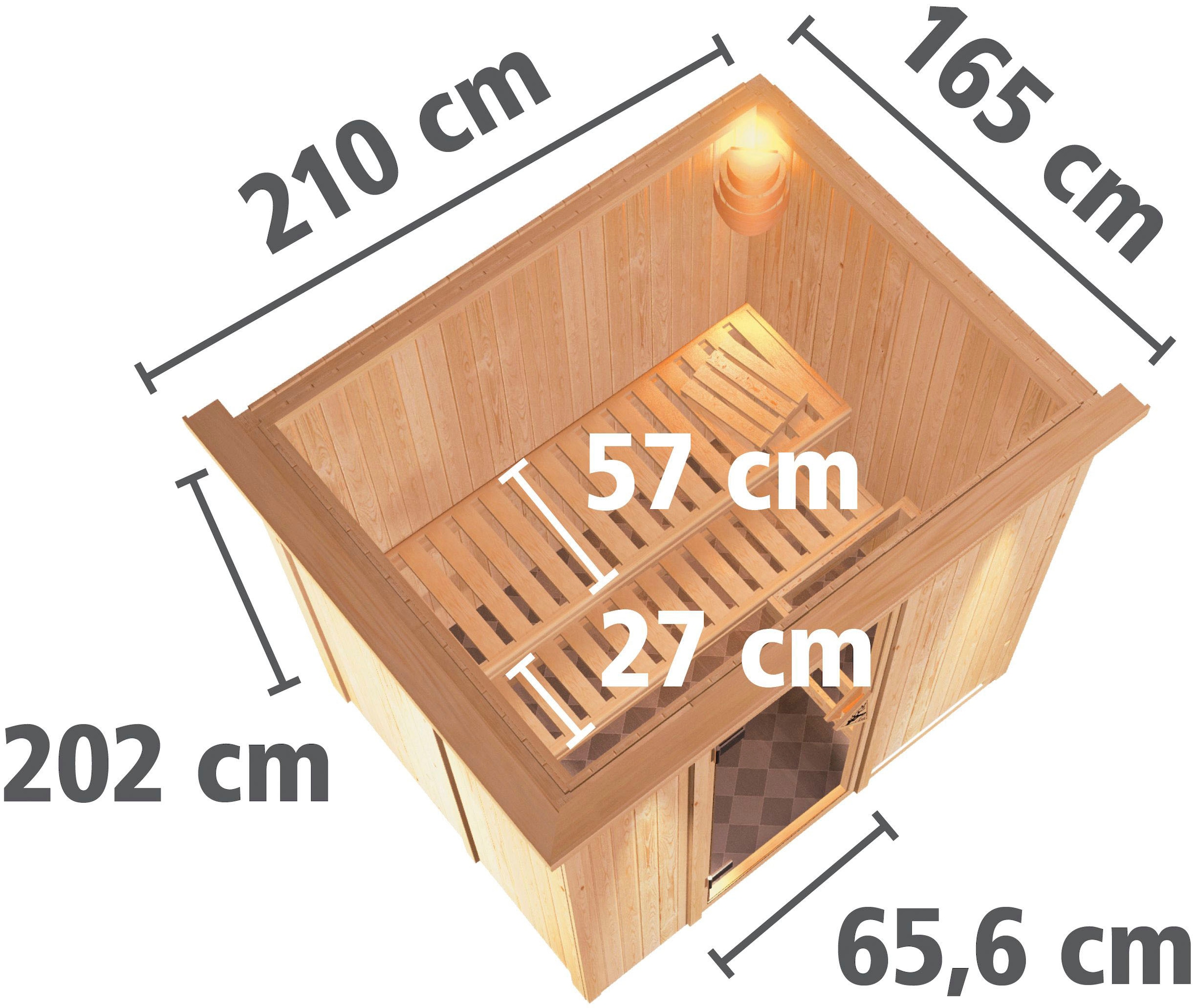 Karibu Sauna »Bedine«, 9 KW-Ofen mit integrierter Steuerung