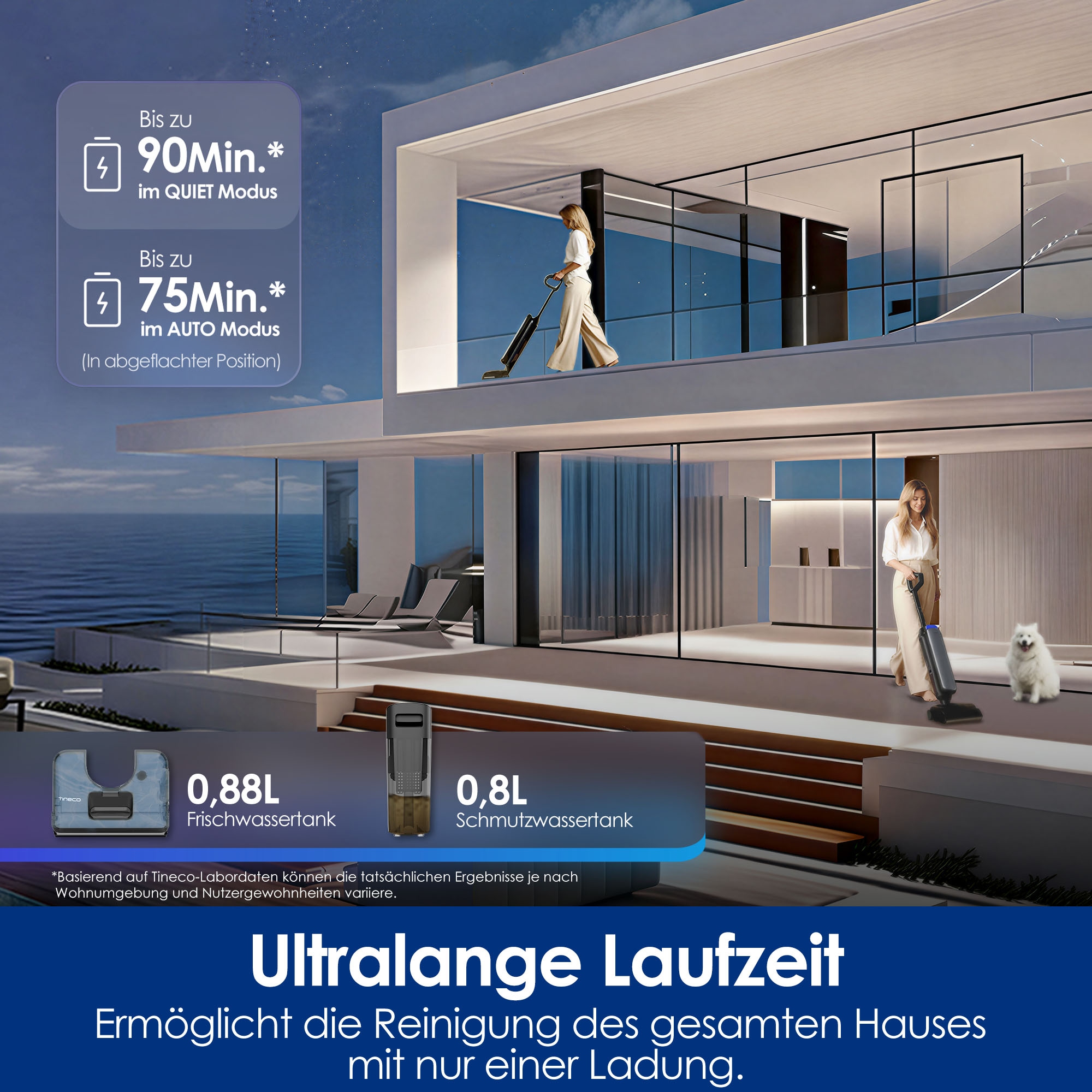 Tineco Nass-Trocken-Sauger »FLOOR ONE S9 Artist Steam Pro, Dampfreiniger mit 160°C Dampfreinigung« 22kPA Saugleistung, Selbstantrieb, 90 Minuten