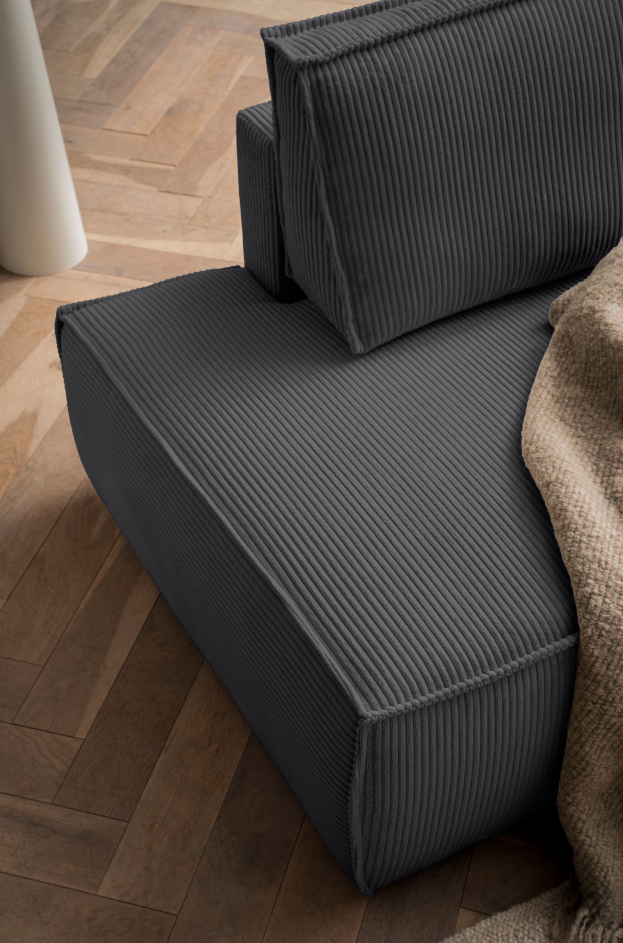 Home affaire Ecksofa »SHERWOOD,  Schlafsofa in L-Form offen (275cm), Cord, Leinenoptik« Schlaffunktion und Bettkasten, Kedernaht, hoher Sitz- & Liegekomfort,