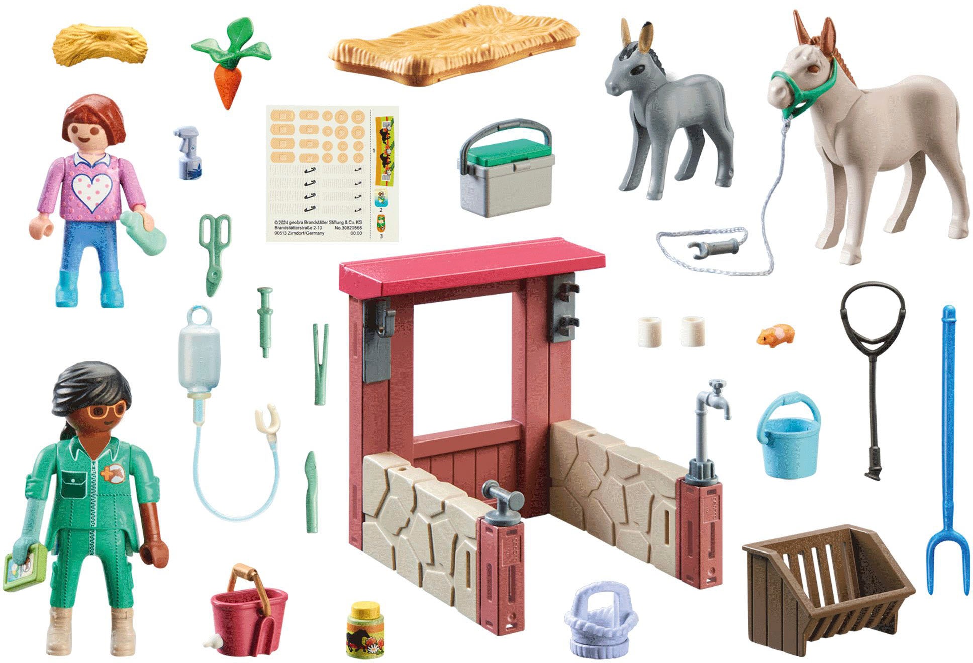 Playmobil® Konstruktions-Spielset »Tierarzteinsatz bei den Eseln (71471), Country«, (55 St.), teilweise aus recyceltem Material; Made in Europe