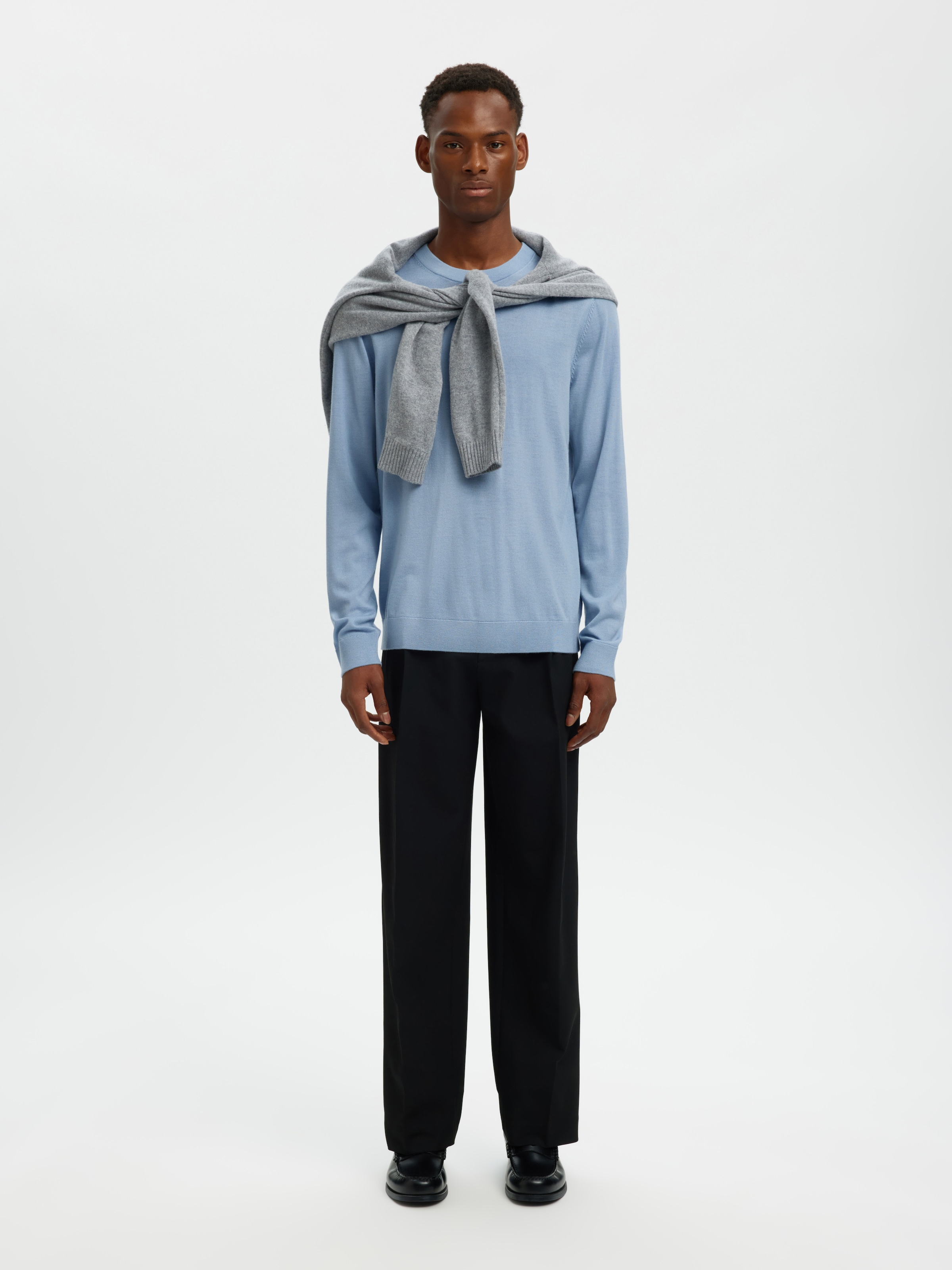 SELECTED Rundhalspullover »SLHTRAY LS KNIT MERINO CREW NECK NOOS« Wolle, regular fit
