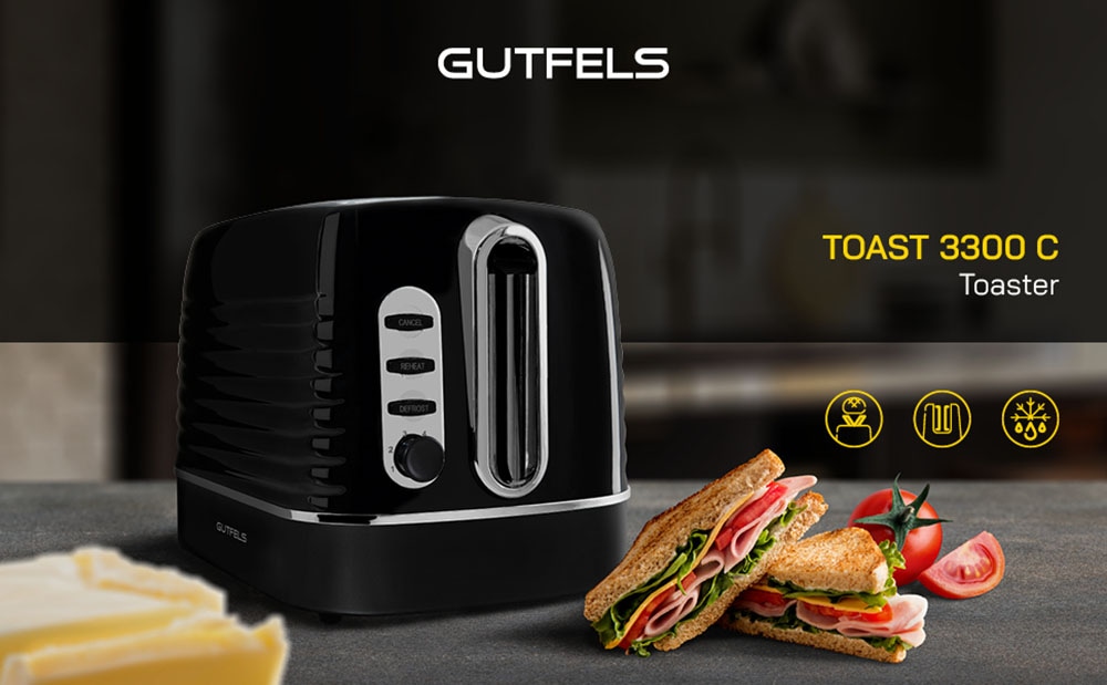 Gutfels Toaster »TOAST 3300 C« 2 kurze Schlitze 1050 W 2-Scheiben-Toaster,1050 Watt