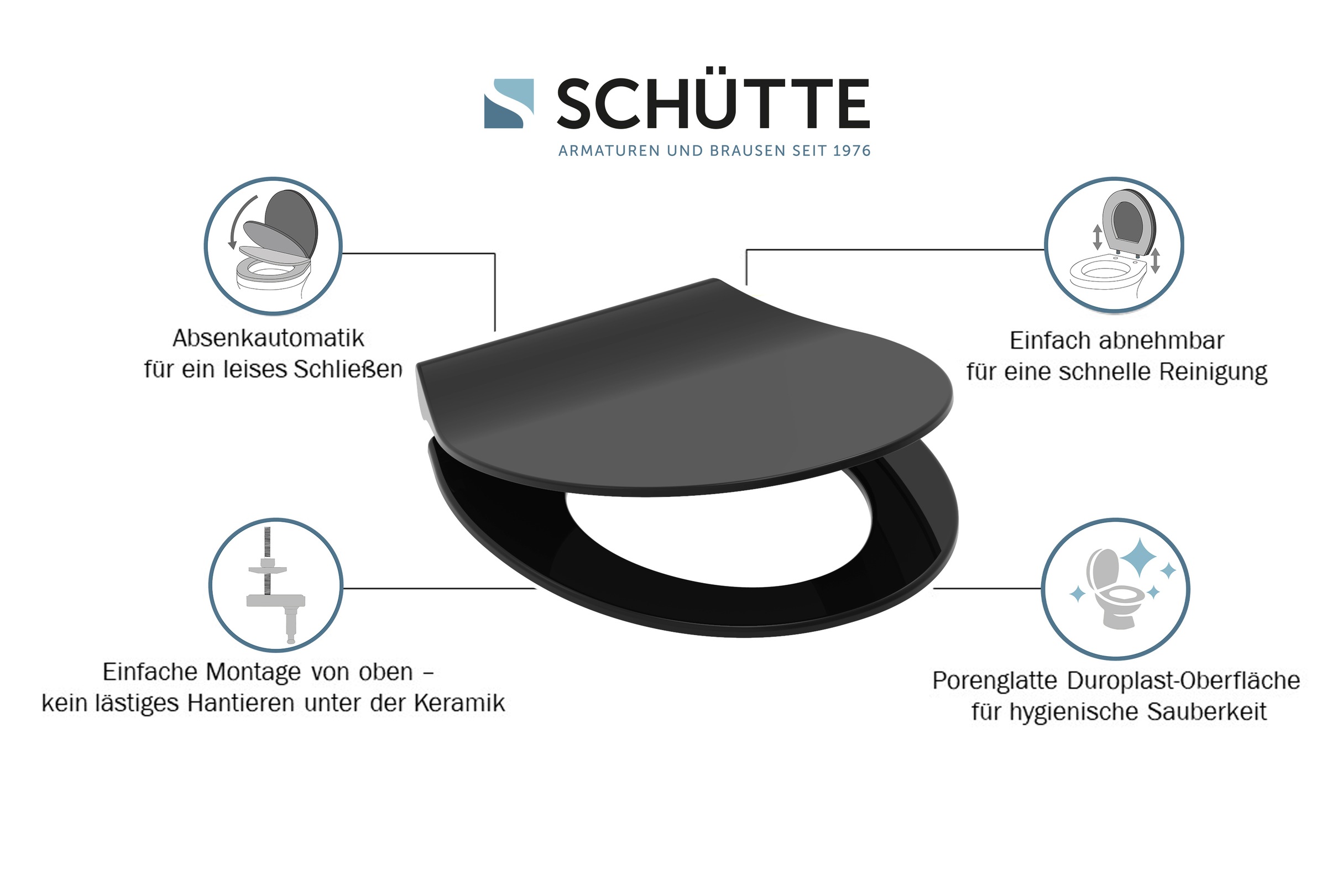 Schütte WC-Sitz »SLIM«, Duroplast, Absenkautomatik, Schnellverschluss, besonders flache Form