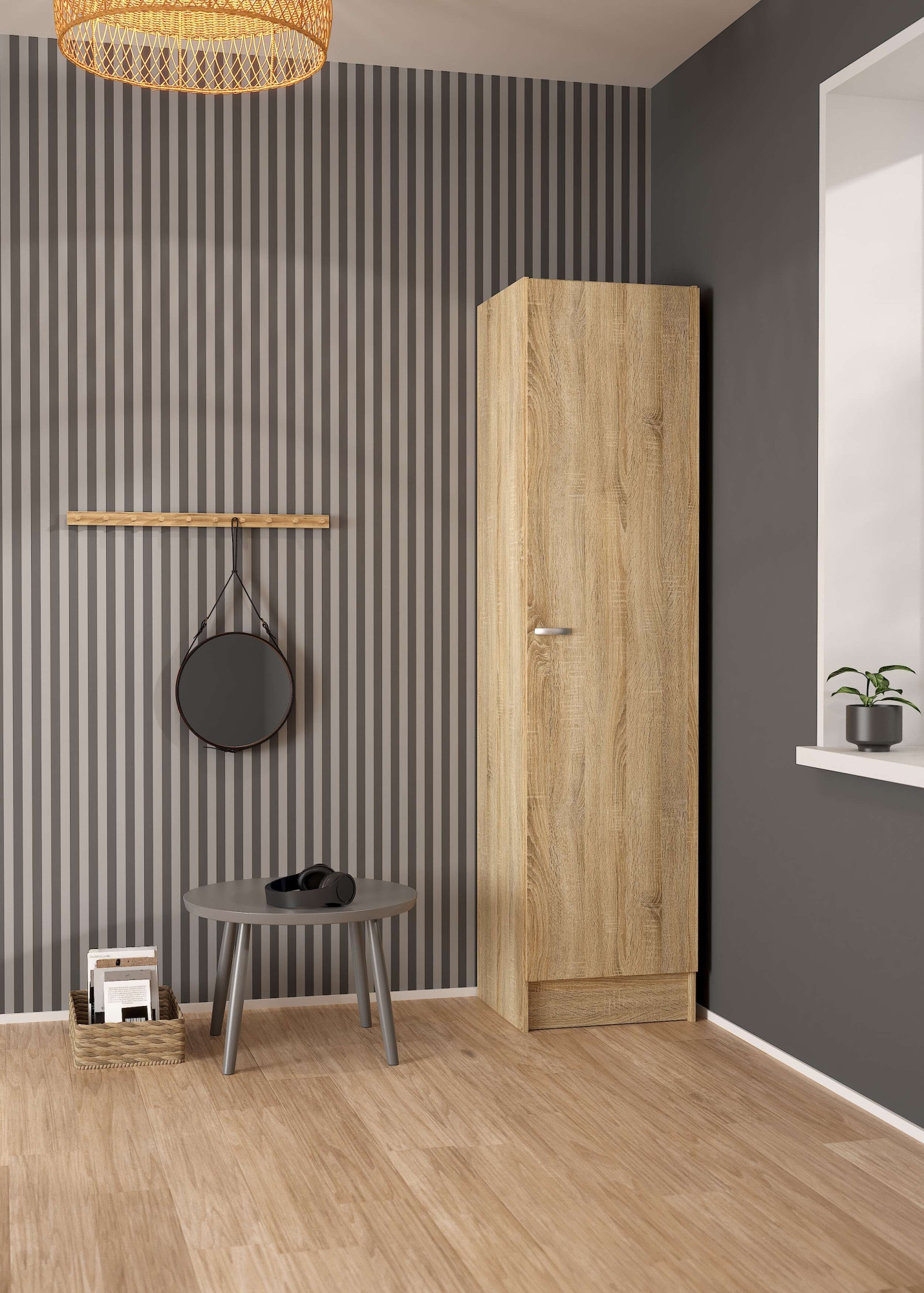 INOSIGN Drehtürenschrank »Focus, Kleiderschrank, Stauraum«, 1 Tür, 4 Einlegeböden, schmal, vielseitig einsetzbar, Breite 49 cm