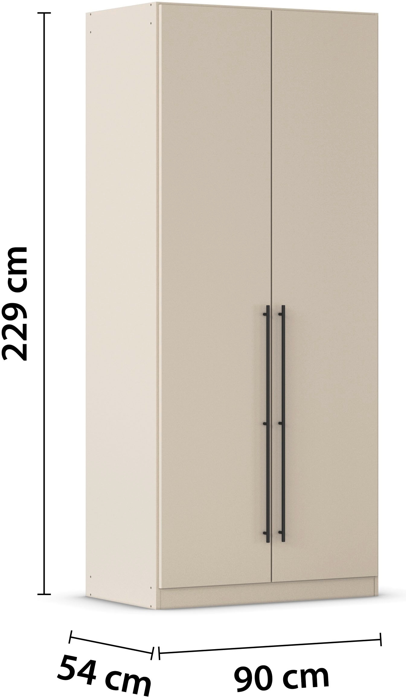 rauch Kleiderschrank, (in 3 verschiedenen Ausstattungen BASIC/CLASSIC/PREMIUM), mit hochwertigen Stangengriffen in Schwarz aus Metall MADE IN GERMANY