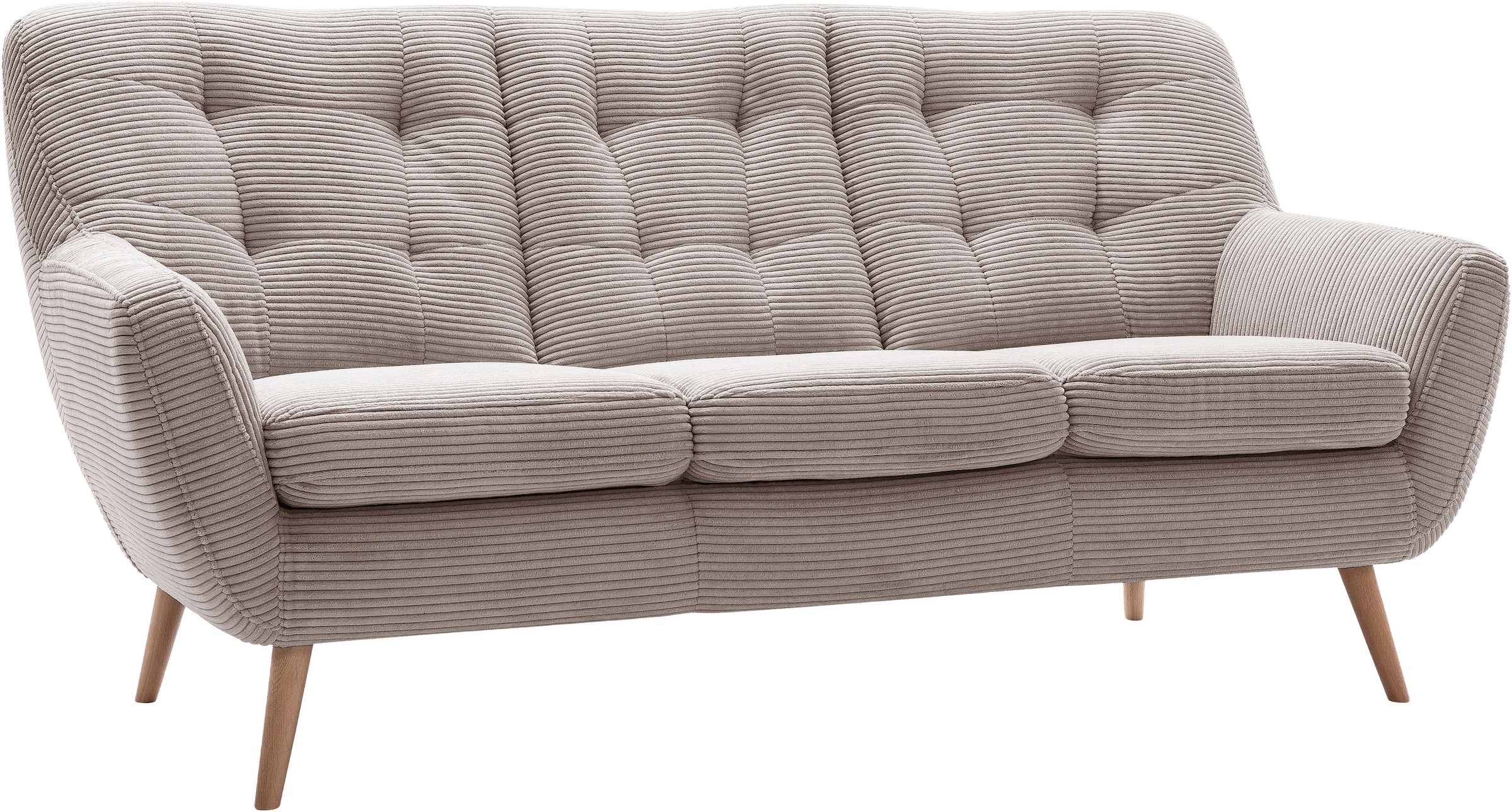 exxpo - sofa fashion 3-Sitzer »Scandi, bequem, aufwendige Rückenpolsterung für mehr Sitzkomfort«, aktuelle Farben in hochwertigen Bezugsqualitäten, Holzfuß