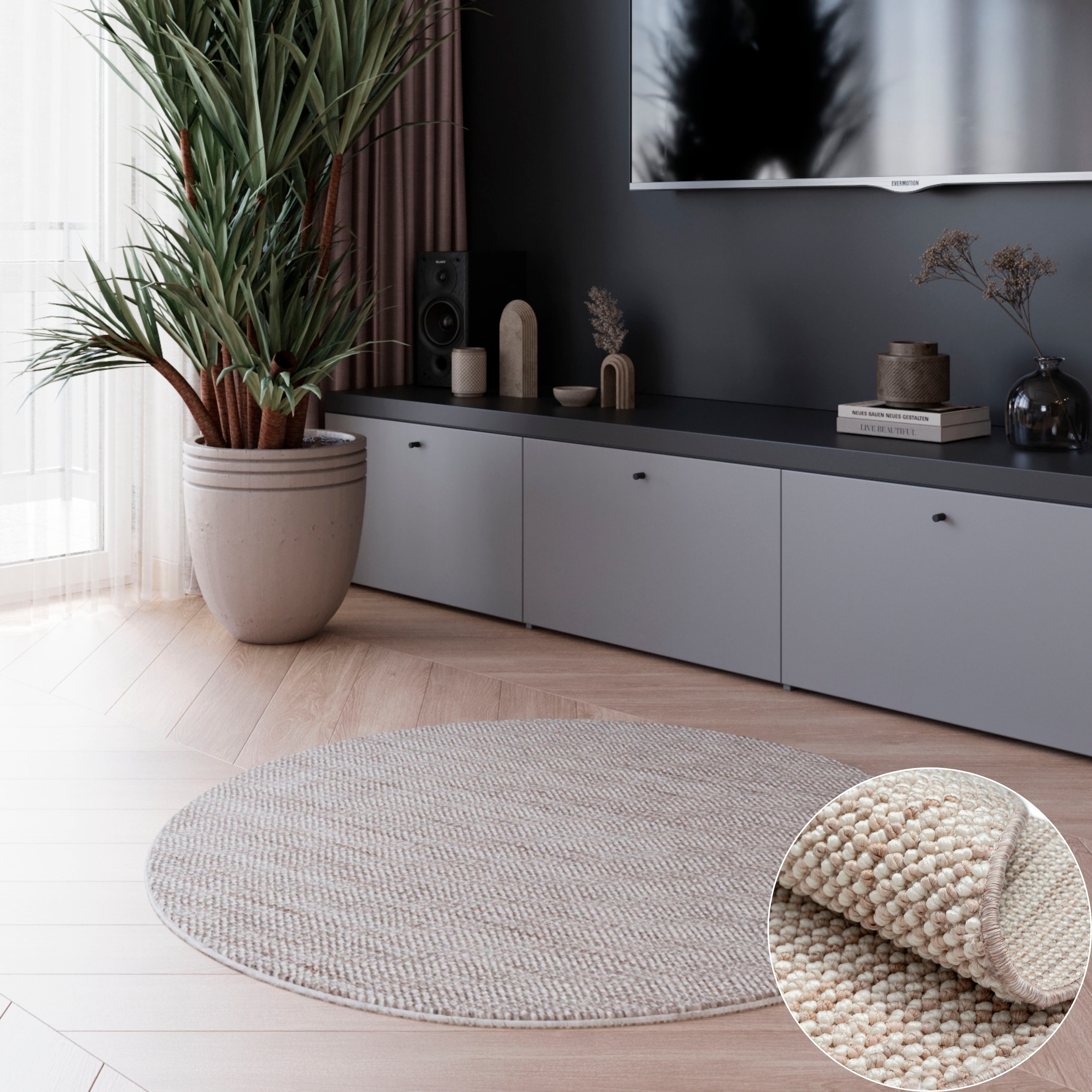 OTTO home Teppich »Vals« rund 7 mm Höhe Uni Farben, meliert, Sisal-Optik, a günstig online kaufen