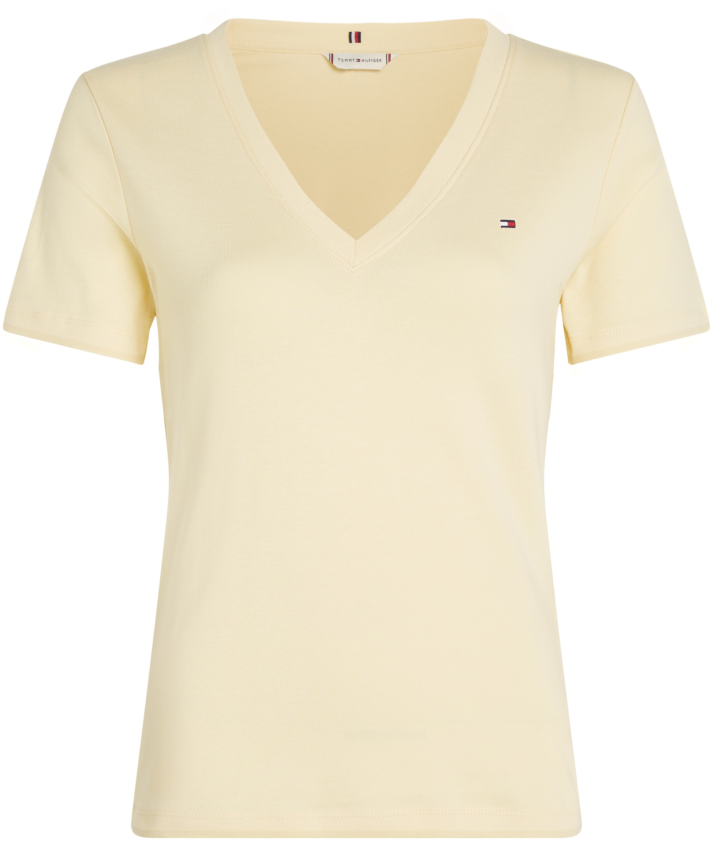 Tommy Hilfiger T-Shirt »SLIM CODY V-NK SS mit V-Ausschnitt und Streifen«, gestreift, casual, slim fit, Baumwolle, V-Ausschnitt
