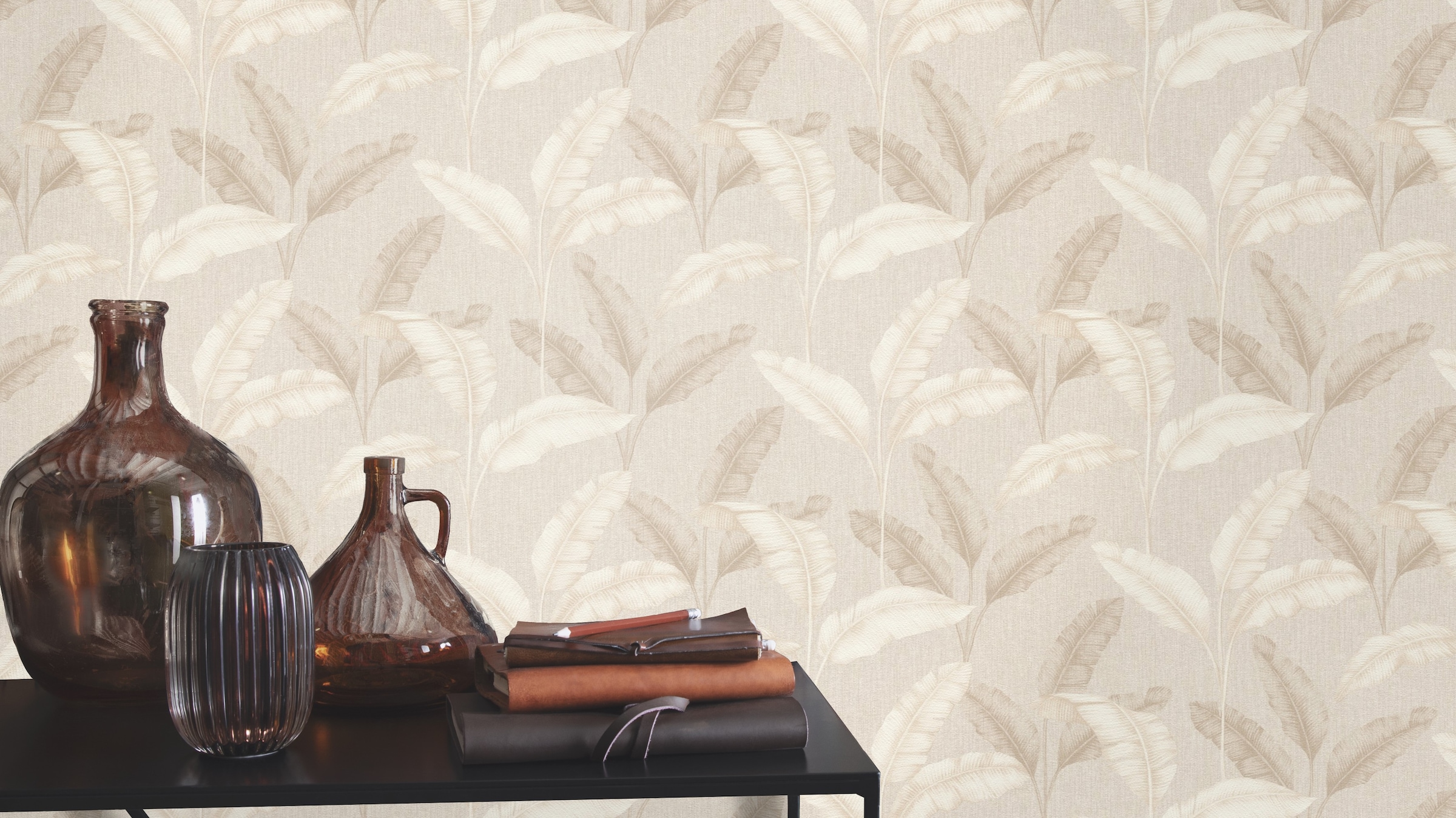 Rasch Papiertapete »Tapete mit Palmenblättern in Beige« tropisch glatt Palm günstig online kaufen