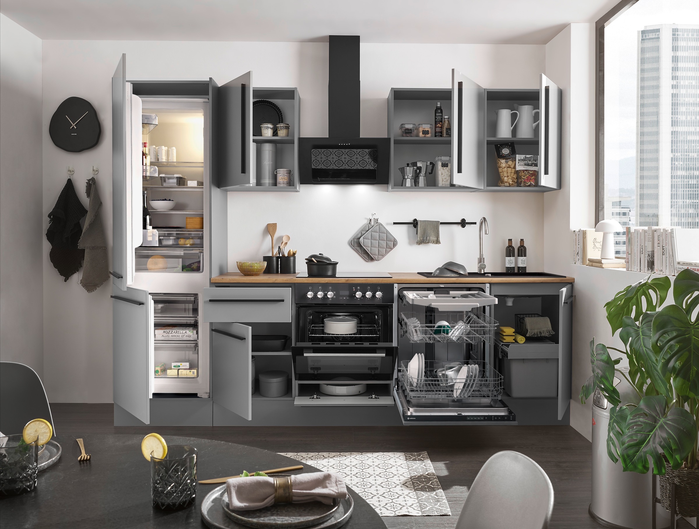 BASIC by Balculina Winkelküche »Denver, Küche BxHxT 280 x 211 x 60«, Breite 280 cm, wahlweise mit E-Geräten und Induktion