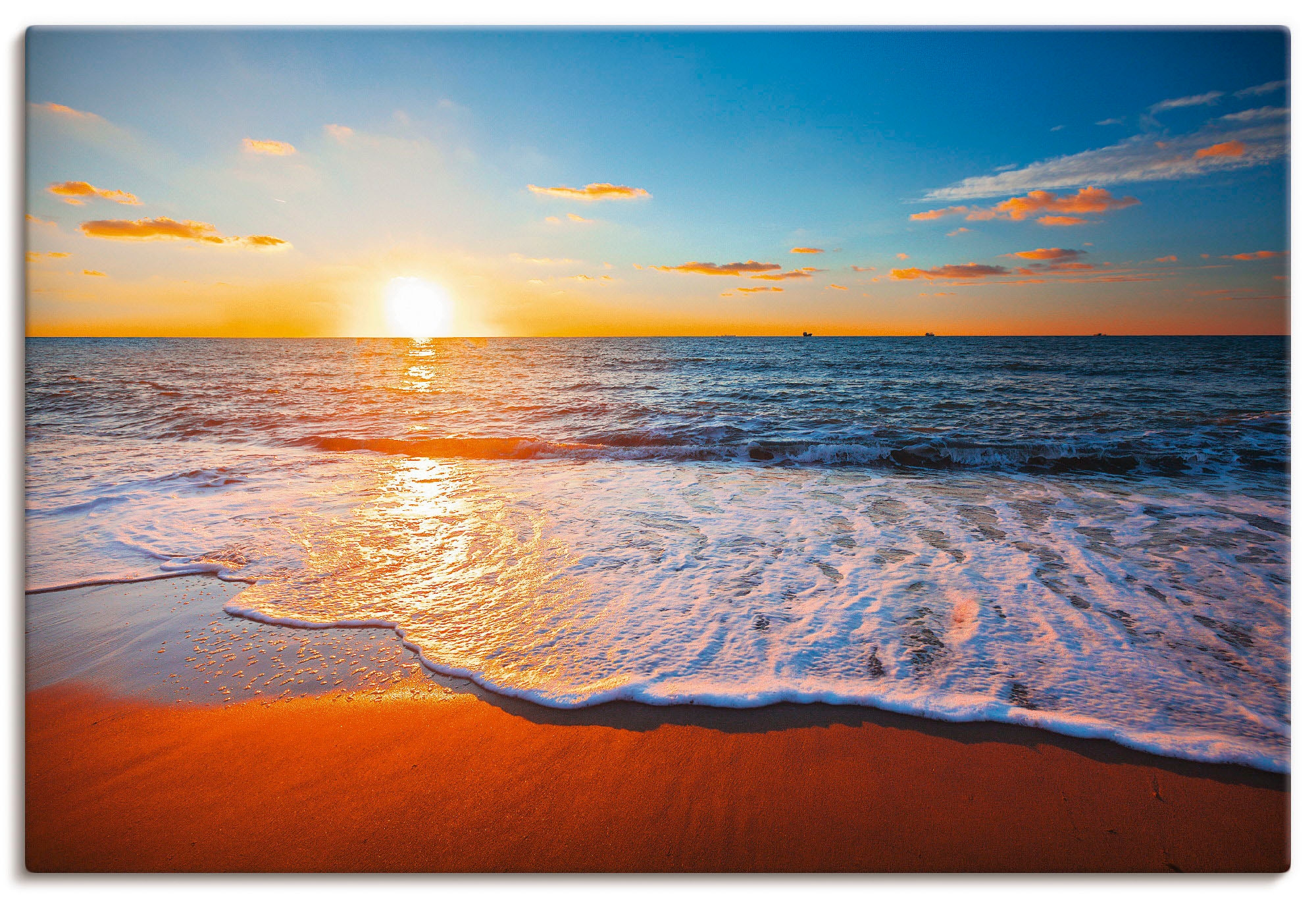 Artland Wandbild »Sonnenuntergang und Rechnung Strand, (1 St.), Alubild, auf bestellen in Größen Poster das als oder Leinwandbild, Wandaufkleber versch. Meer«