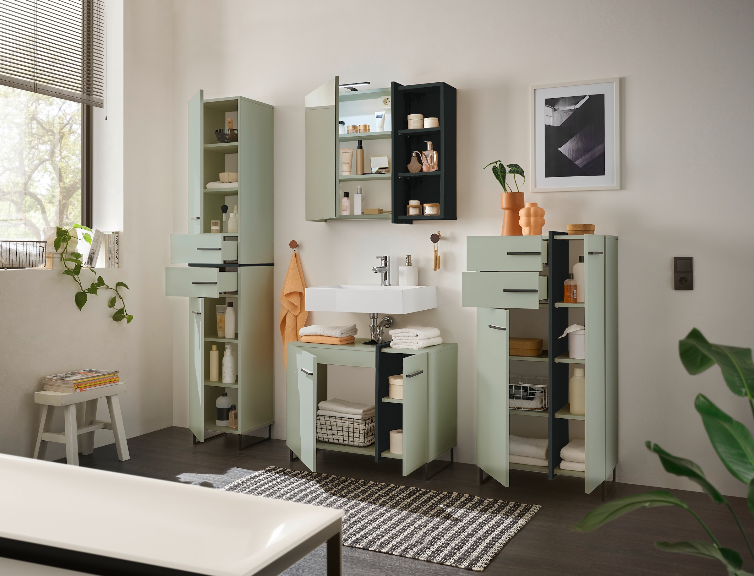 BASIC by Balculina Waschbeckenunterschrank »Palermo, BxHxT 80x64x41 cm« 1 Stk. tlg. Breite 80cm, Softclose, Metallfüße