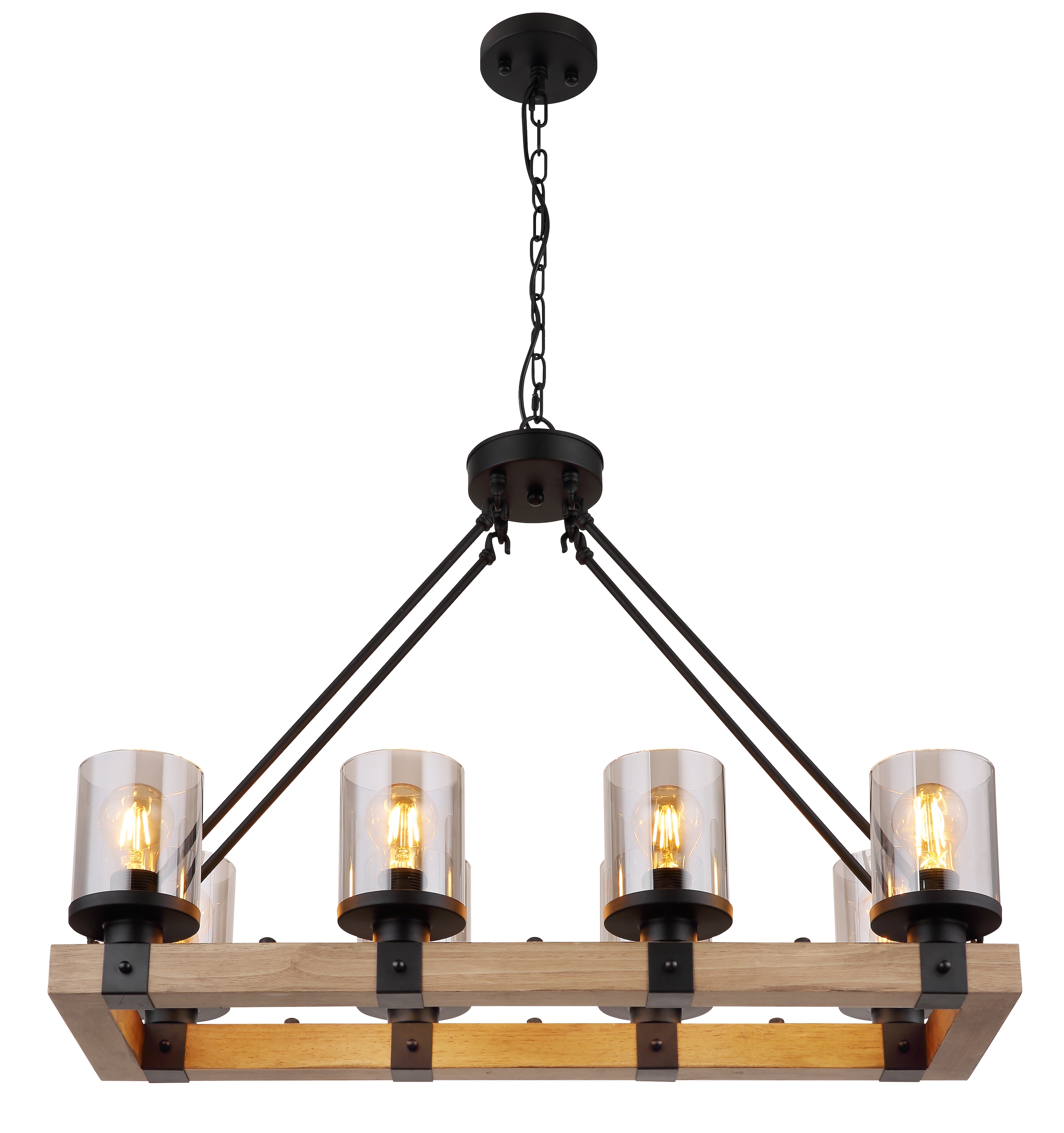 GLOBO LIGHTING Hängeleuchte »LILA« E27 1 Stk. Hängelampe schwarz Holz Glas günstig online kaufen