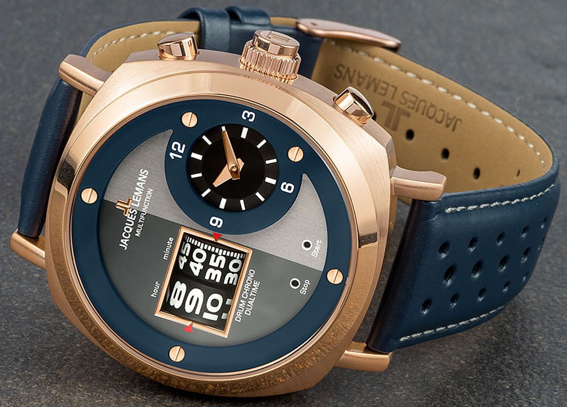 Jacques Lemans Chronograph »Lugano, 1-2058D«, Quarzuhr, Armbanduhr, Herrenuhr, Stoppfunktion, Lederarmband