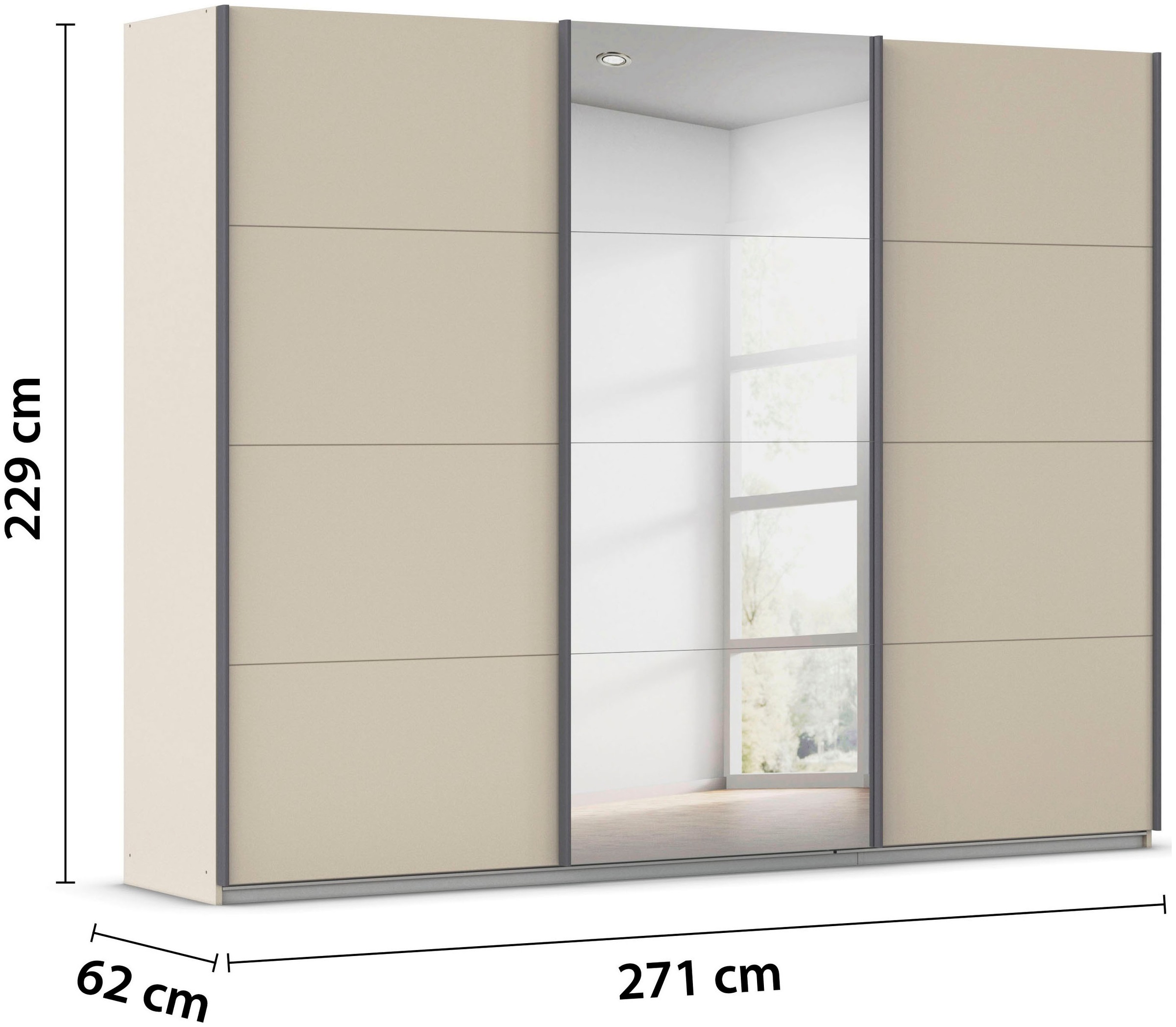 rauch Schwebetürenschrank »Kleiderschrank Schrank OTTO´S CHOICE Garderobe AGORDO«, (in zwei Griff-Farben), Top Innenausstattung, in 4 Breiten und 2 Höhen MADE IN GERMANY