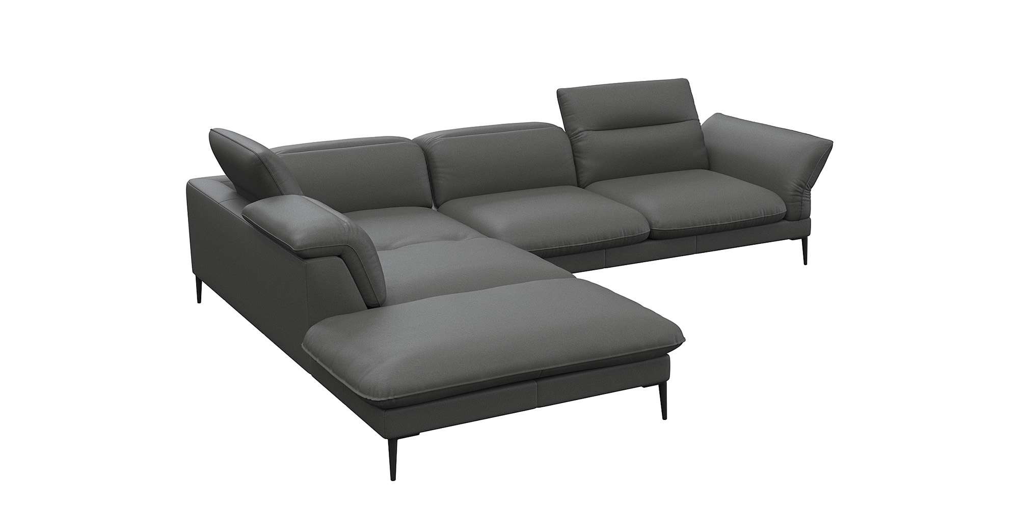 FLEXLUX Ecksofa »Salino, Funktionssofa mit Ottomane, Relaxsofa, Ecksofa«, Sofa mit Arm- und Kopfteil-Verstellungen, Kaltschaum & Stahl-Wellen