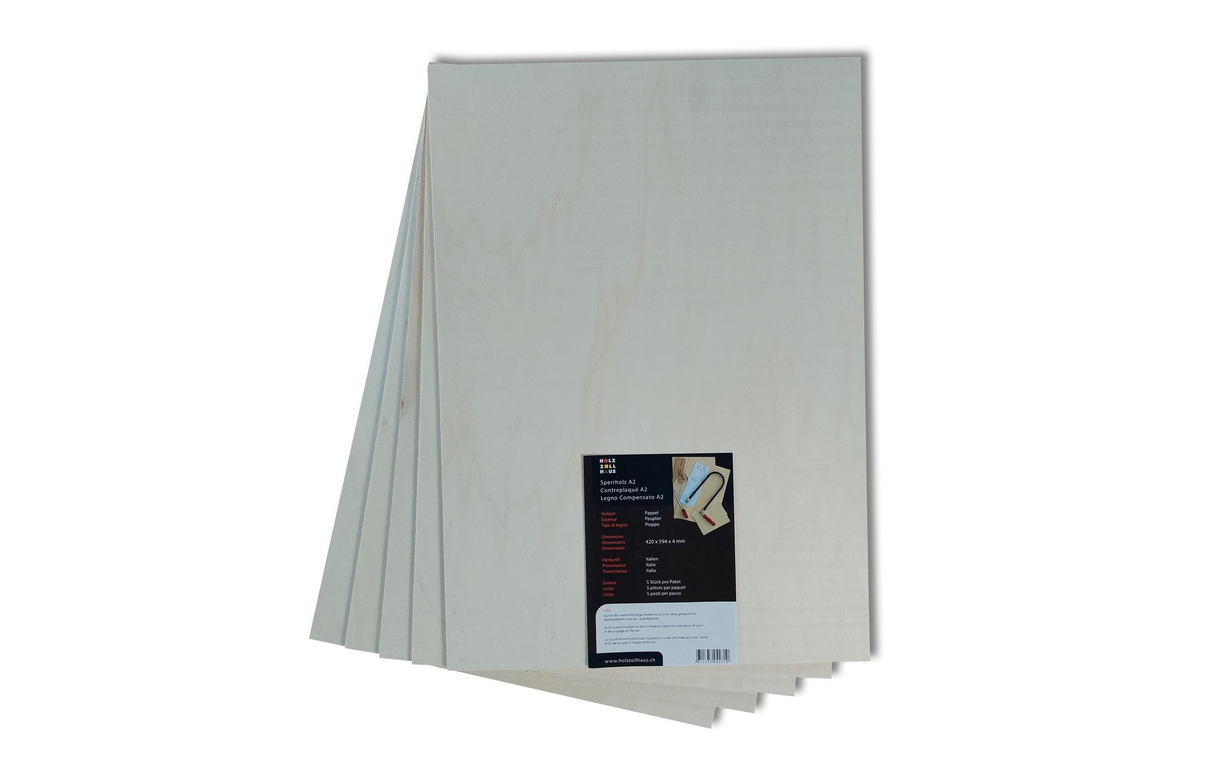 Holz Zollhaus Bastelnaturmaterial »A2, 5er Set« Holzart: Pappel (Italien)
