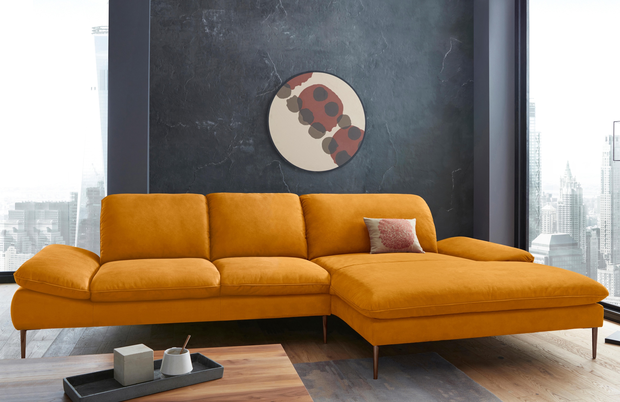 W.SCHILLIG Ecksofa »enjoy&MORE, Designsofa, bequem, elegant und zeitlos, L-Form«, Sitztiefenverstellung, Füße bronze pulverbeschichtet, Breite 340 cm