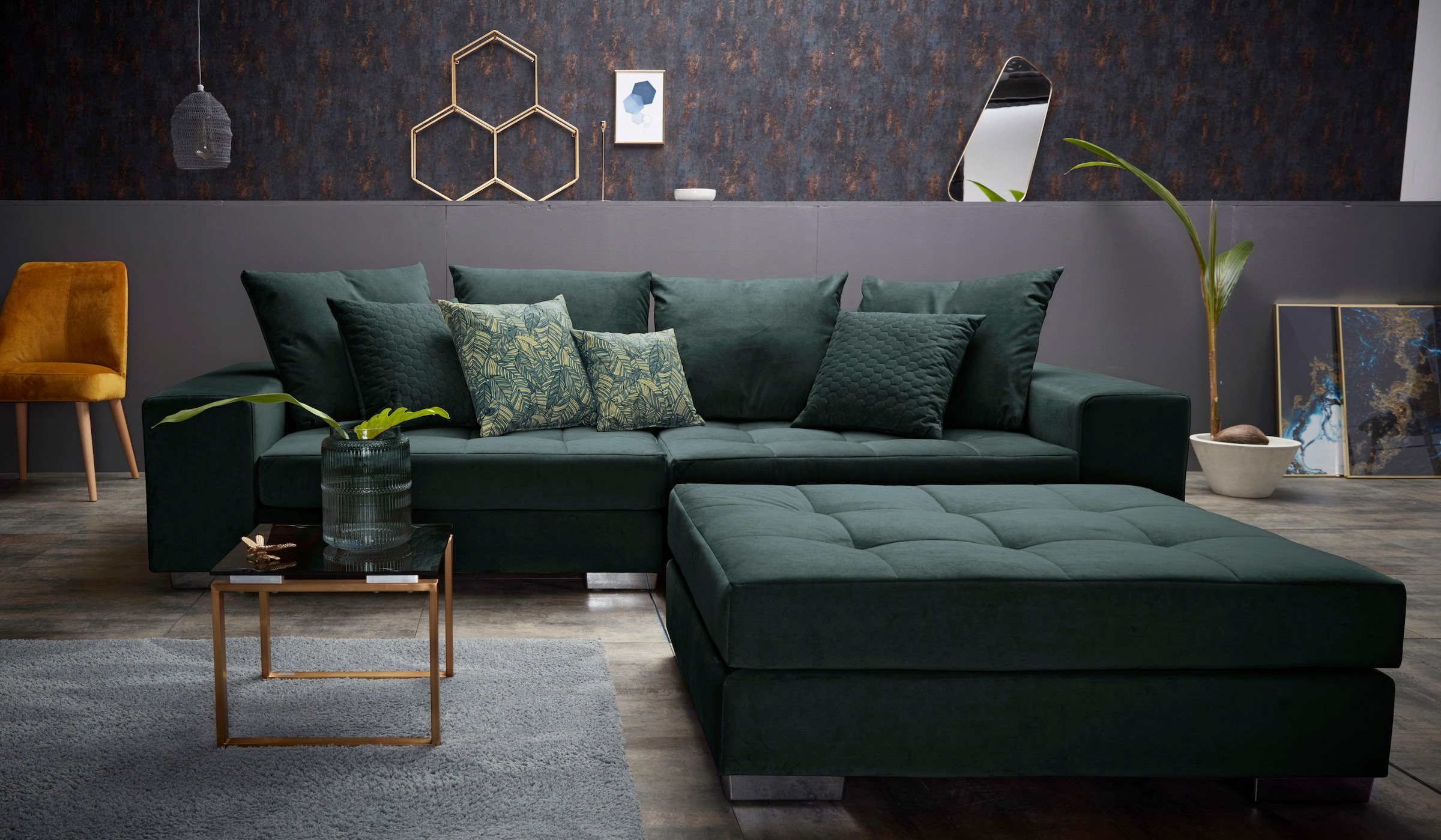 INOSIGN Big-Sofa Zierkissen im Sitzbereich, Steppung bestellen Federkern »Vale«, online mit und