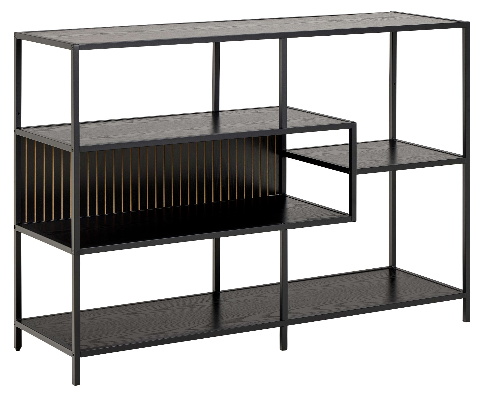 ACTONA GROUP Bücherregal »Seaford, Standregal, Regal, Raumteiler« 114x35x78 cm,  schwarzer Stahlrahmen, 5 Regale, Wendemodul, Breite 114 cm